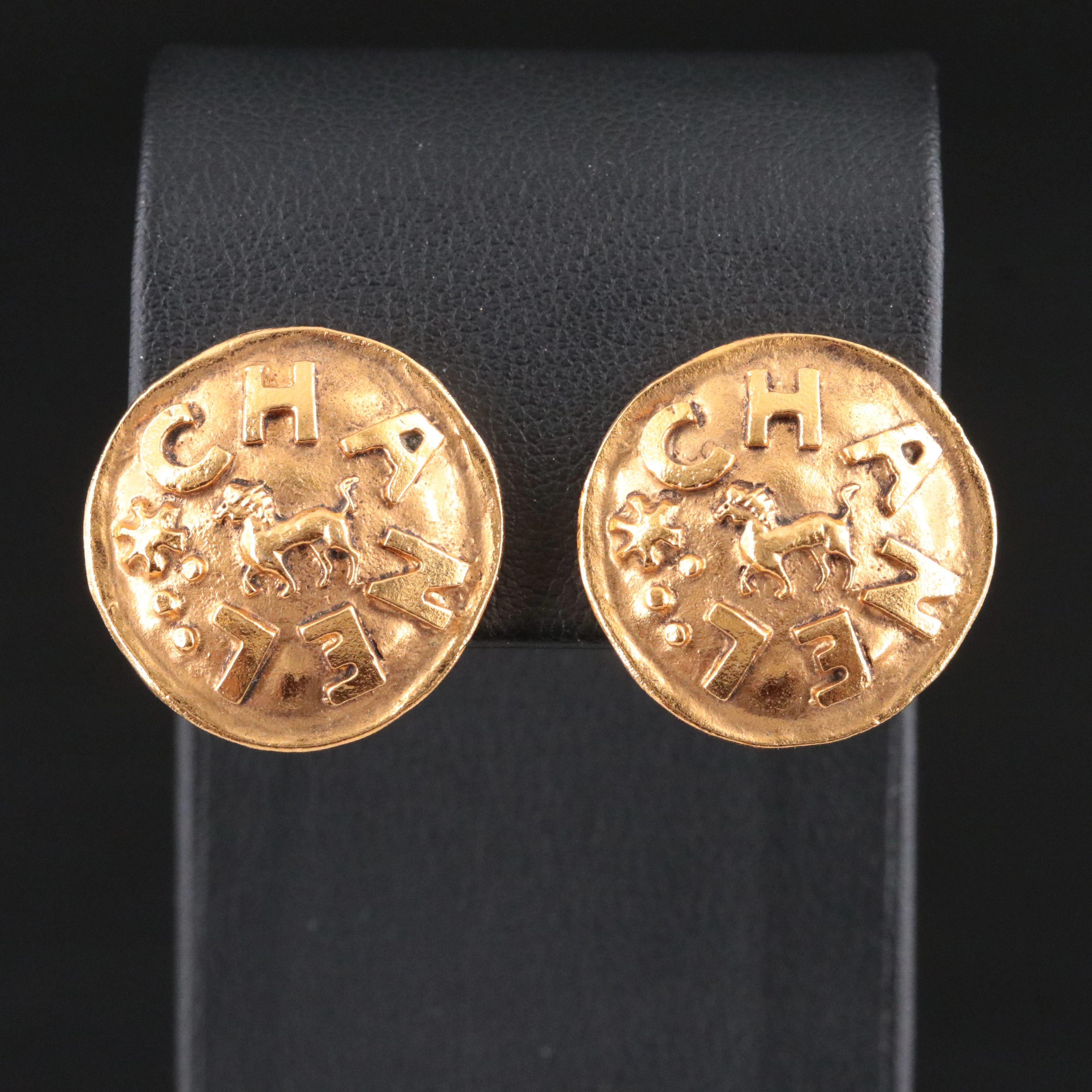 Chanel Lion Clip Earrings 1986