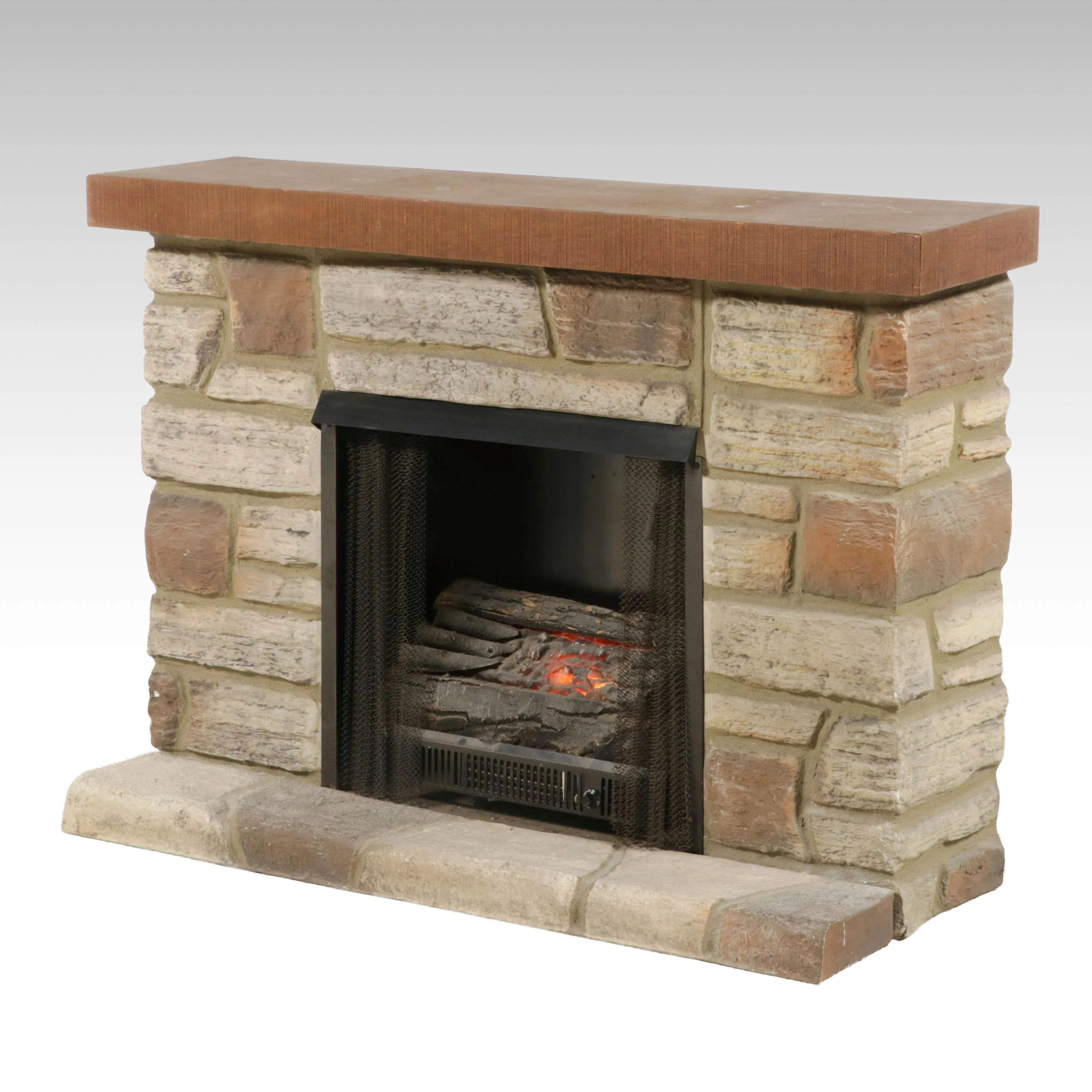 Electric Faux Stone Mantel Fireplace