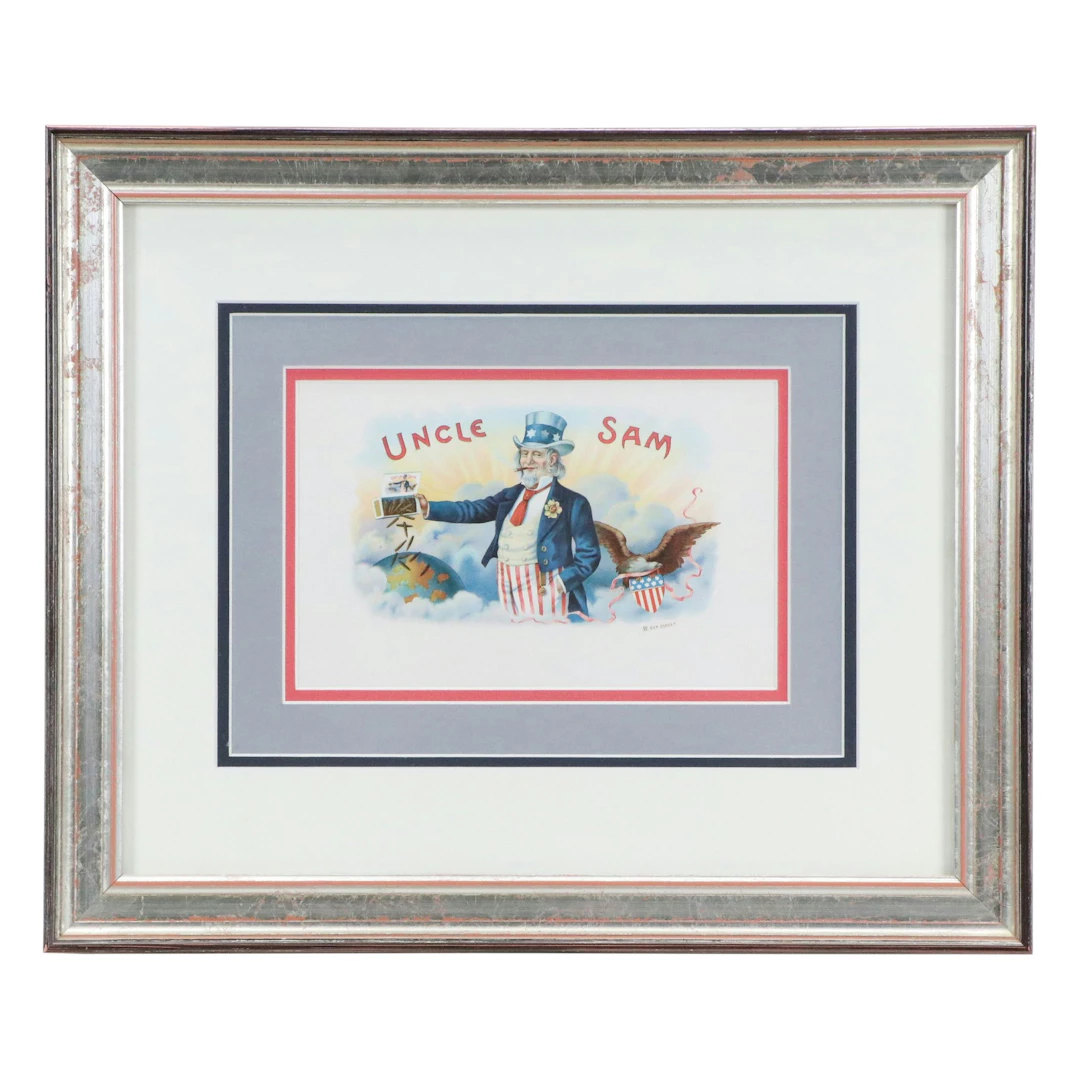 Chromolithograph Cigar Box Label "Uncle Sam"