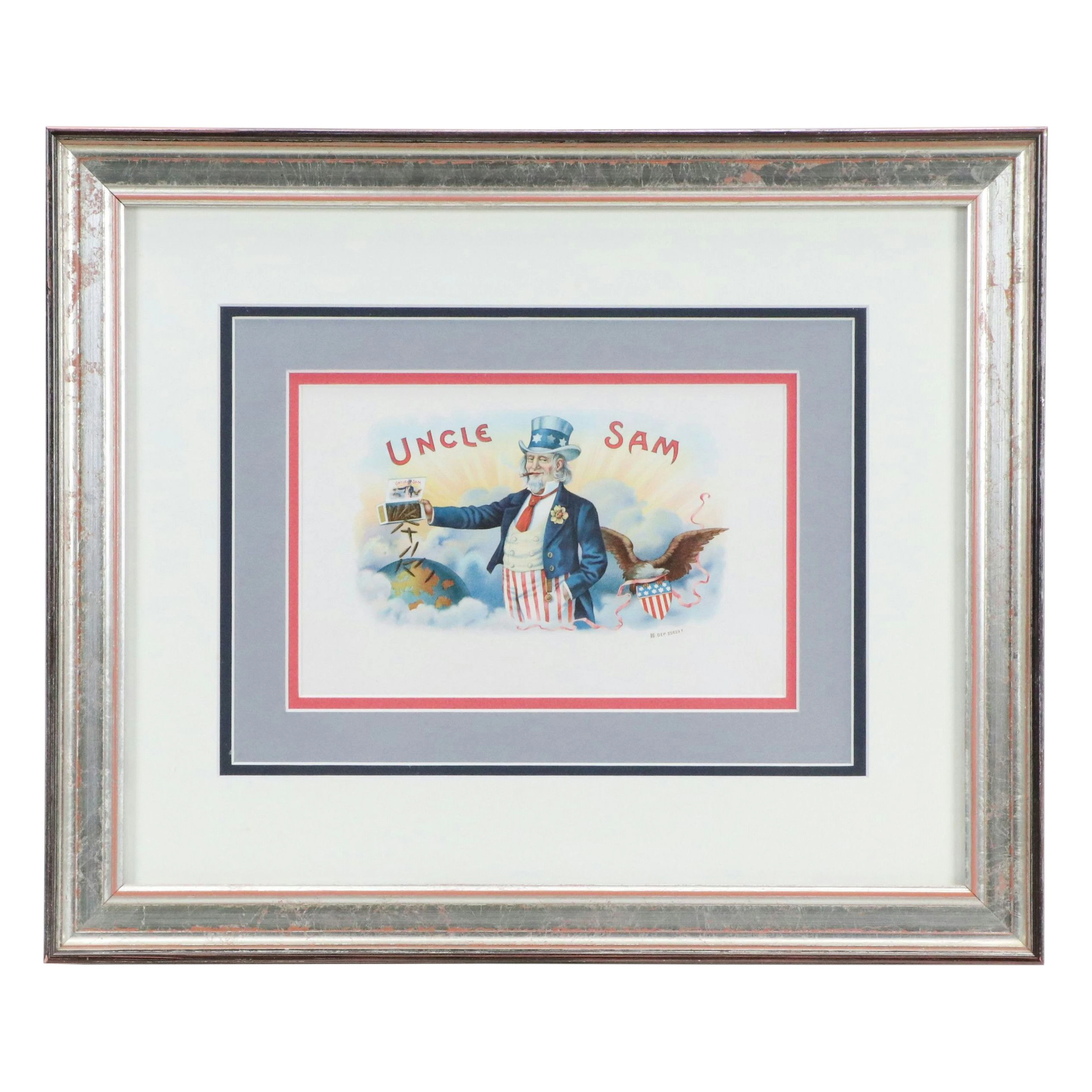 Chromolithograph Cigar Box Label "Uncle Sam"