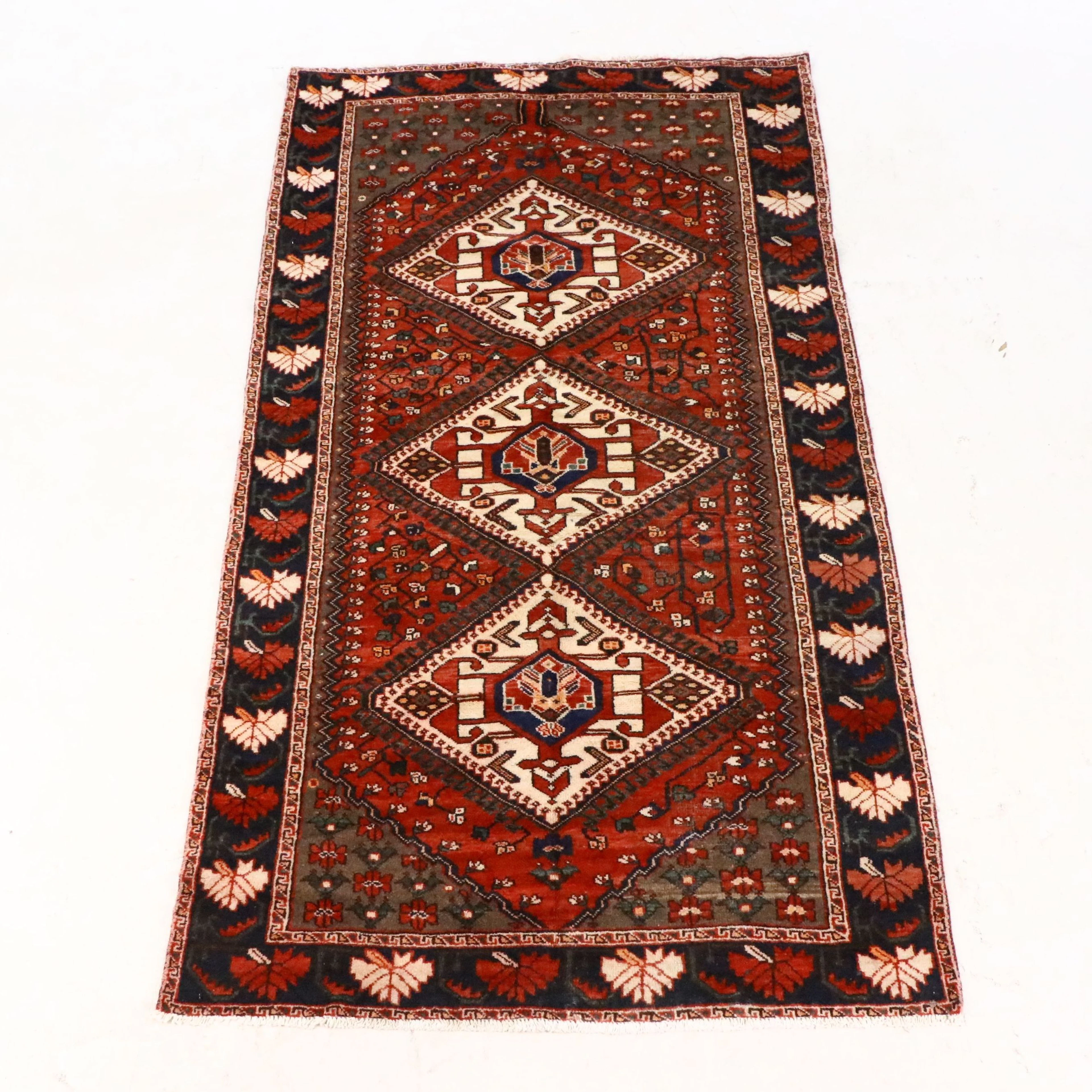 5'1 x 9'10 Hand-Knotted Persian Kurdish Area Rug
