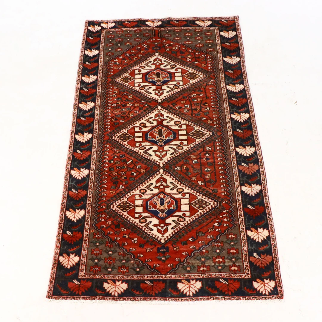 5'1 x 9'10 Hand-Knotted Persian Kurdish Area Rug