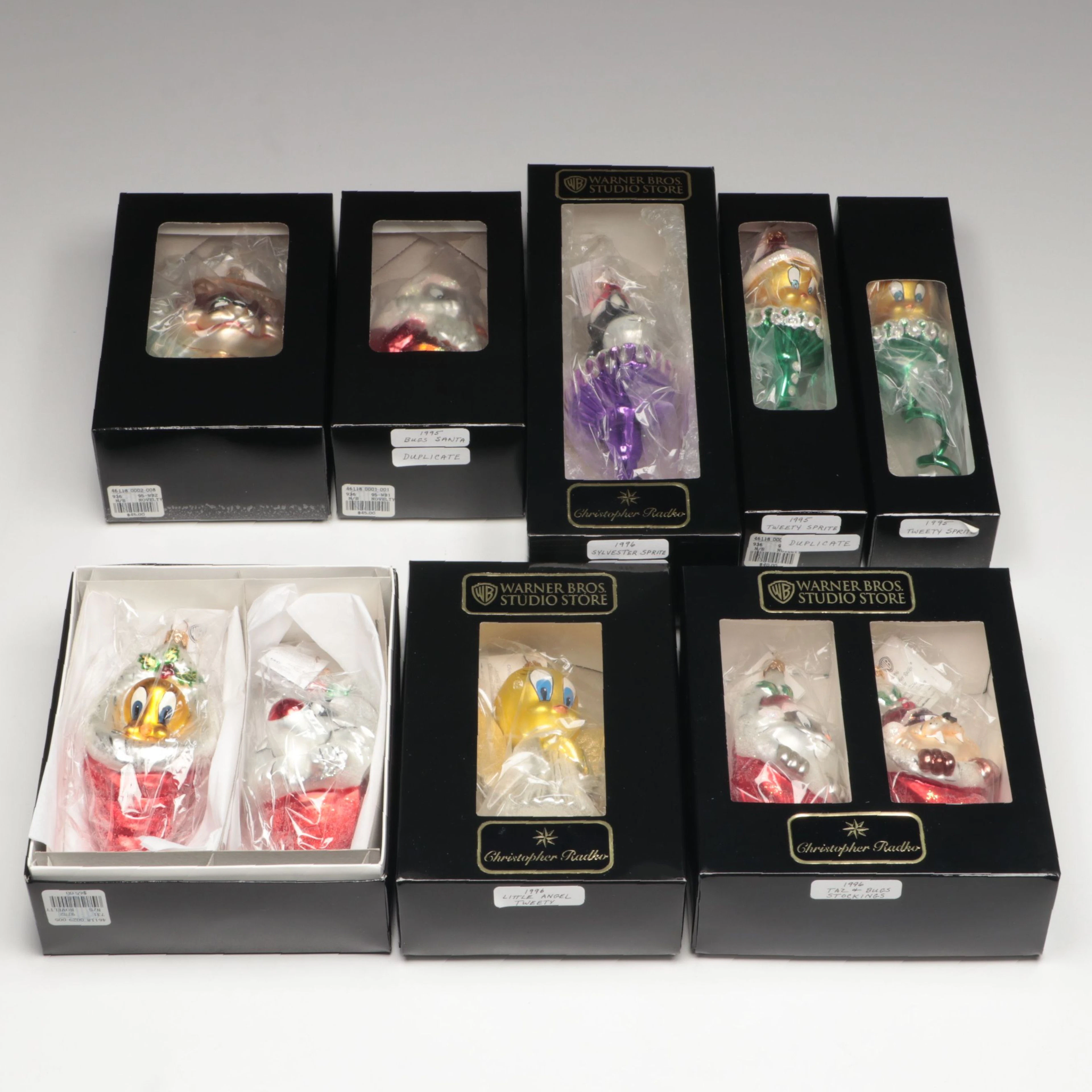 Christopher Radko "Looney Tunes Christmas" Collection Glass Ornaments