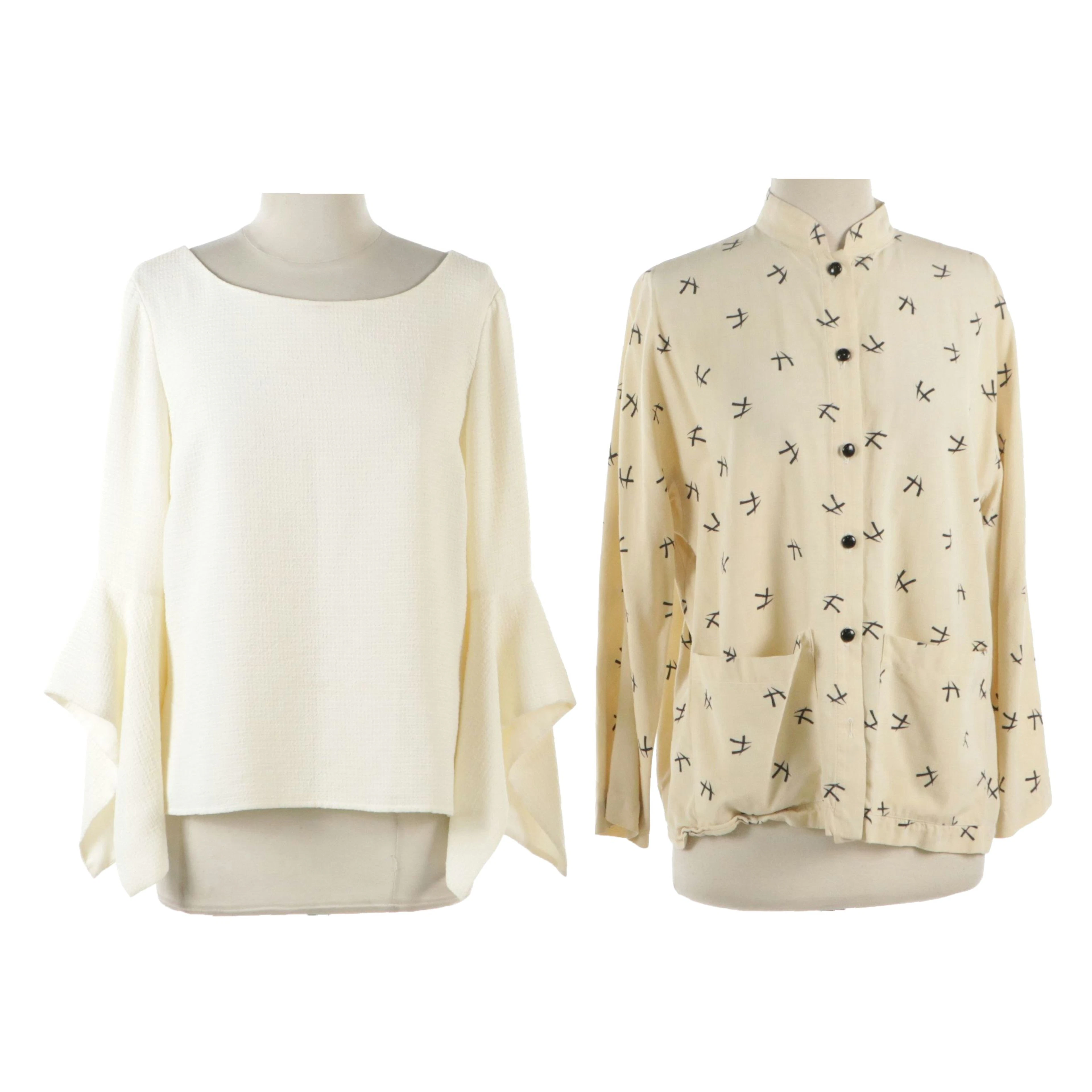 Vintage Guy Laroche Lightweight Jacket/Top & Badgley Mischka Bell-Sleeve Blouse