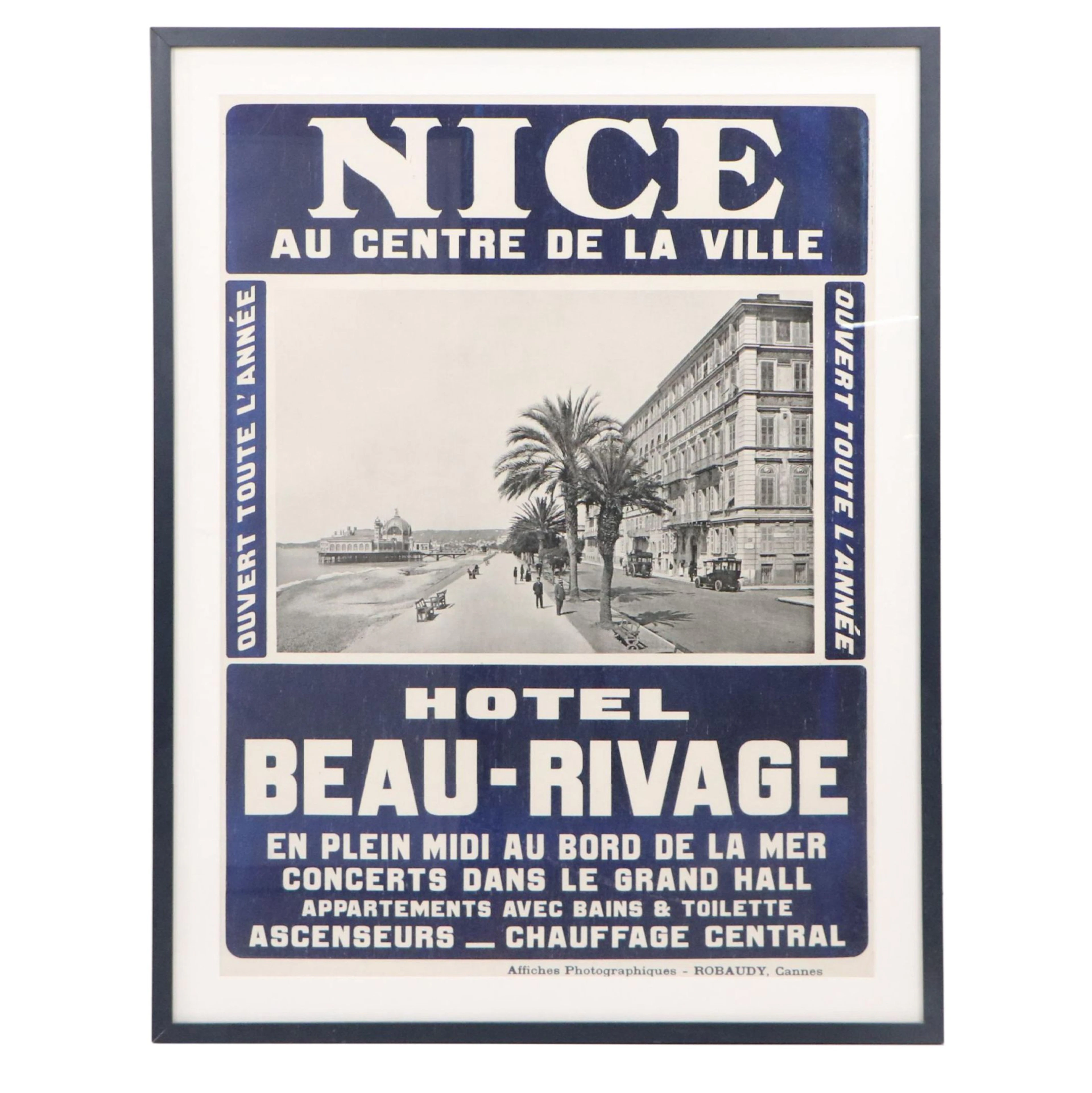 French Halftone Letterpress Travel Poster "Hotel Beau-Rivage," 1910