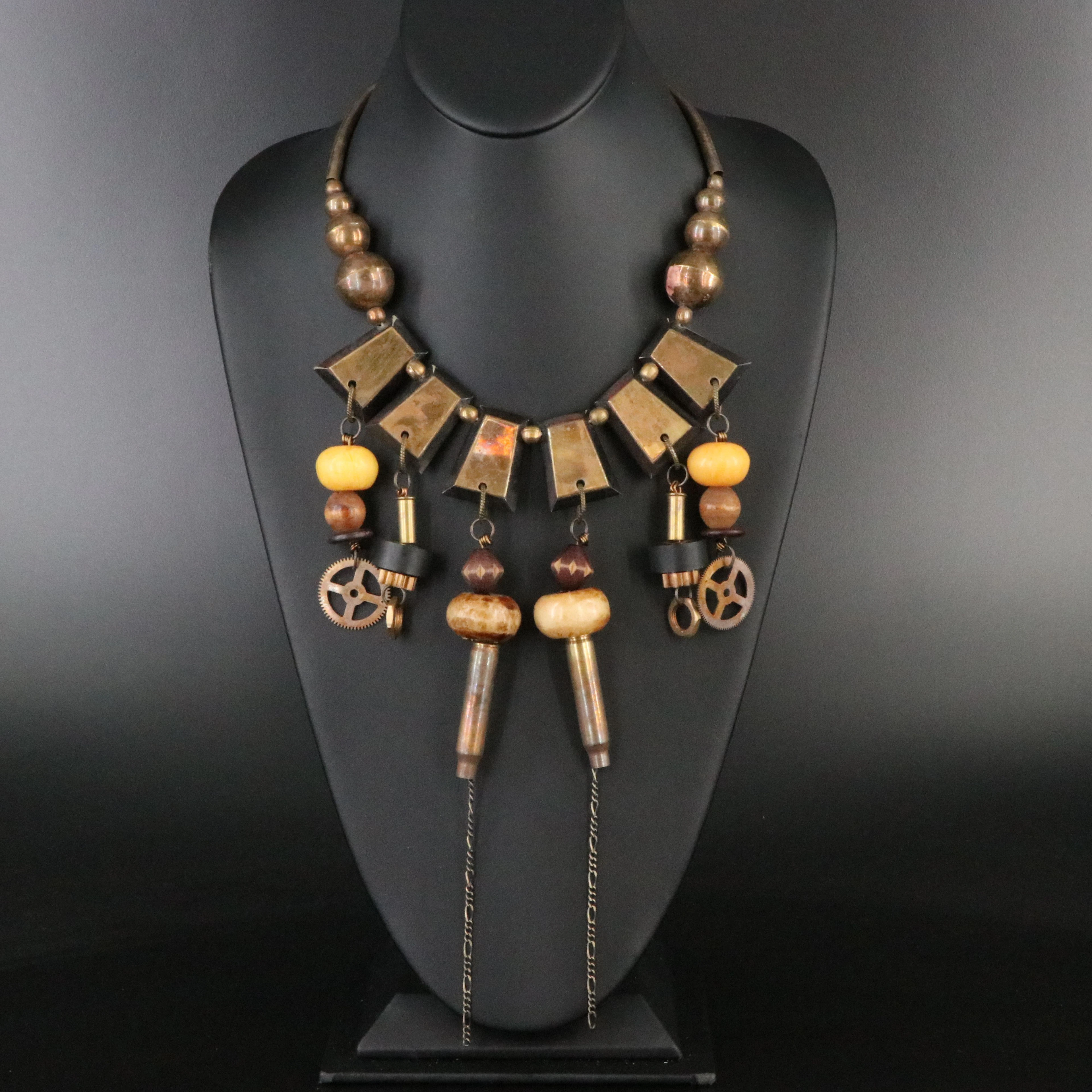 Steampunk Resin and Wood Assemblage Necklace
