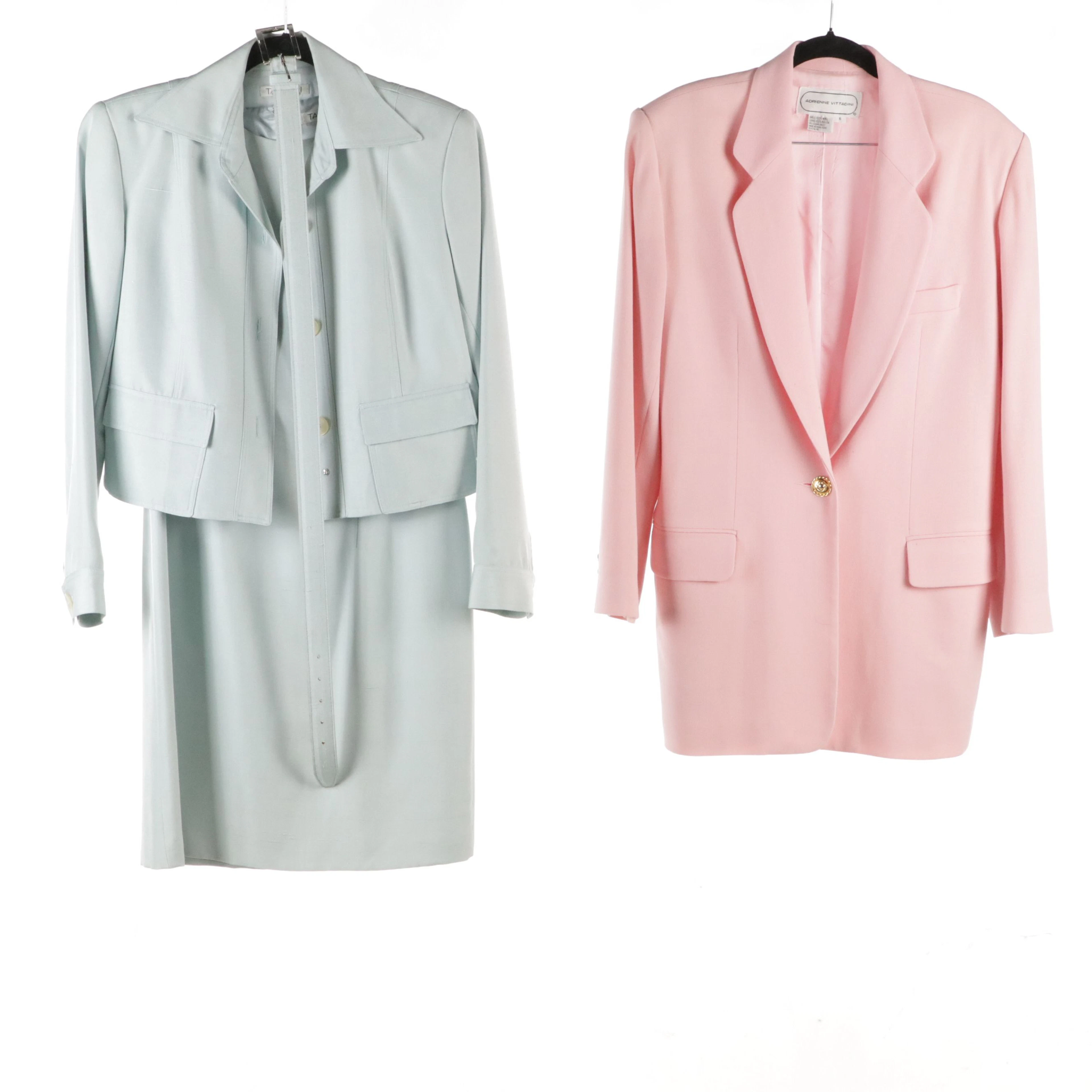 Tahari Blue Silk Sleeveless Dress & Jacket W Adrienne Vittadini Pink
