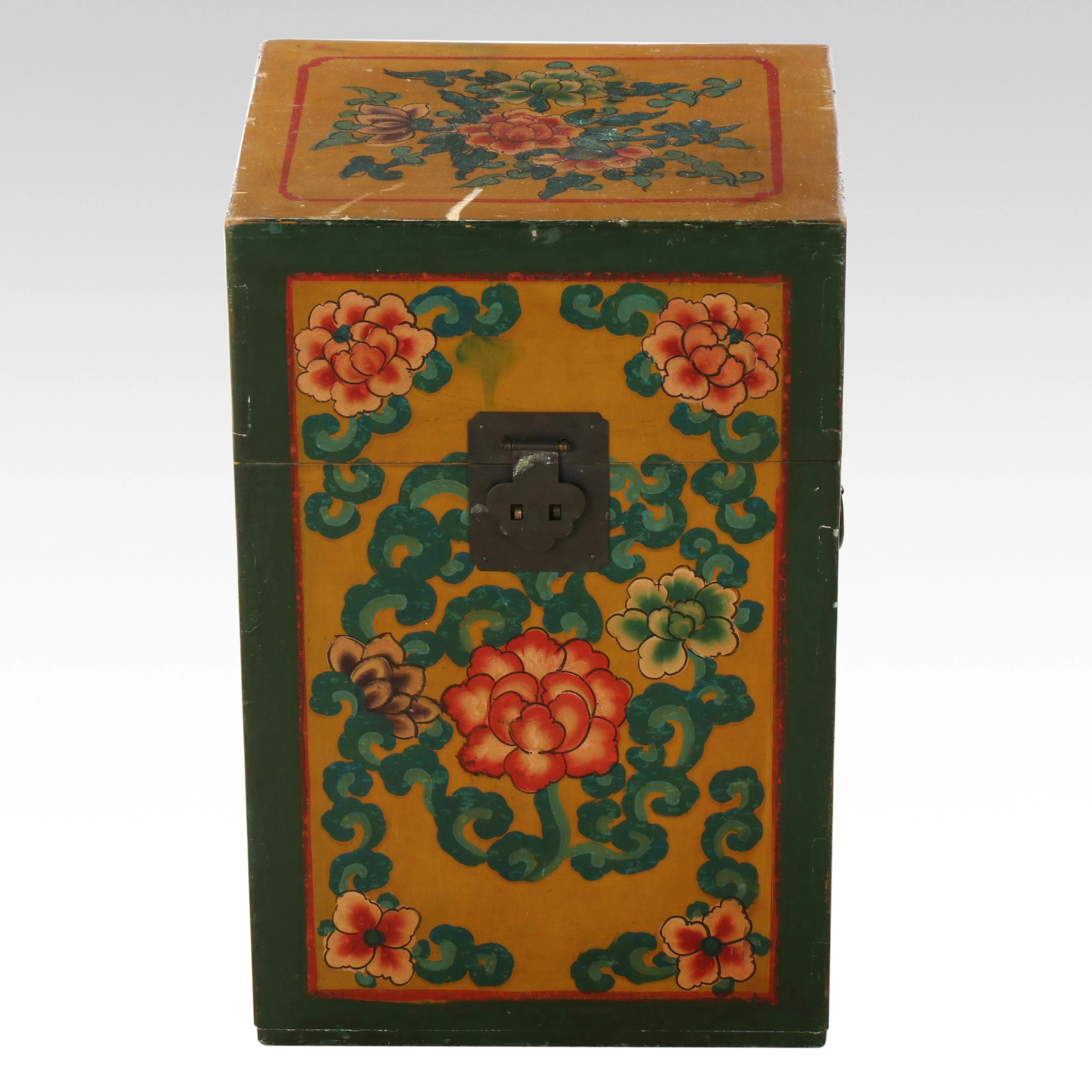Tibetan Painted Wooden Trunk