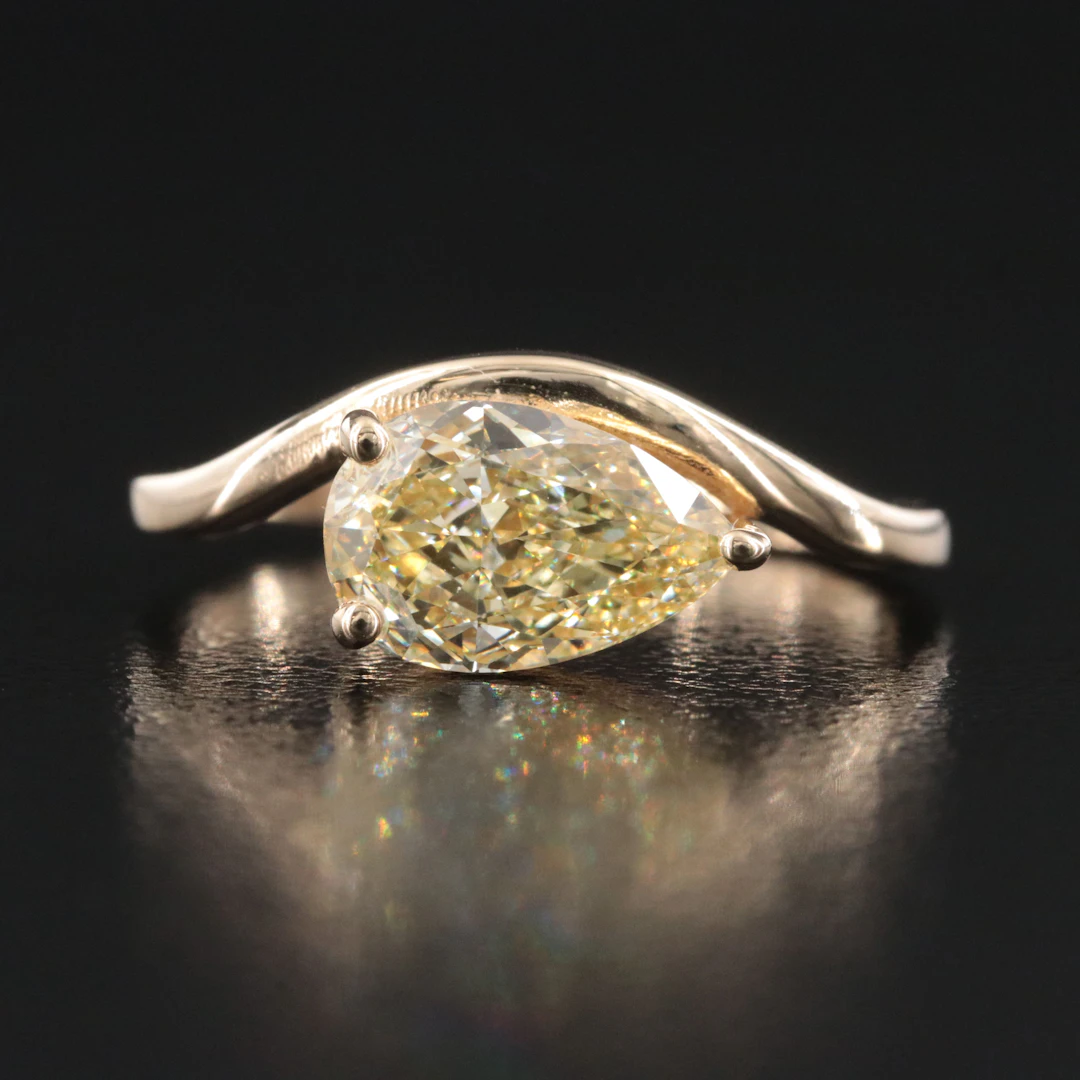 14K 1.59 CT Fancy Intense Yellow Lab Grown Diamond Solitaire Ring w/ IGI Report