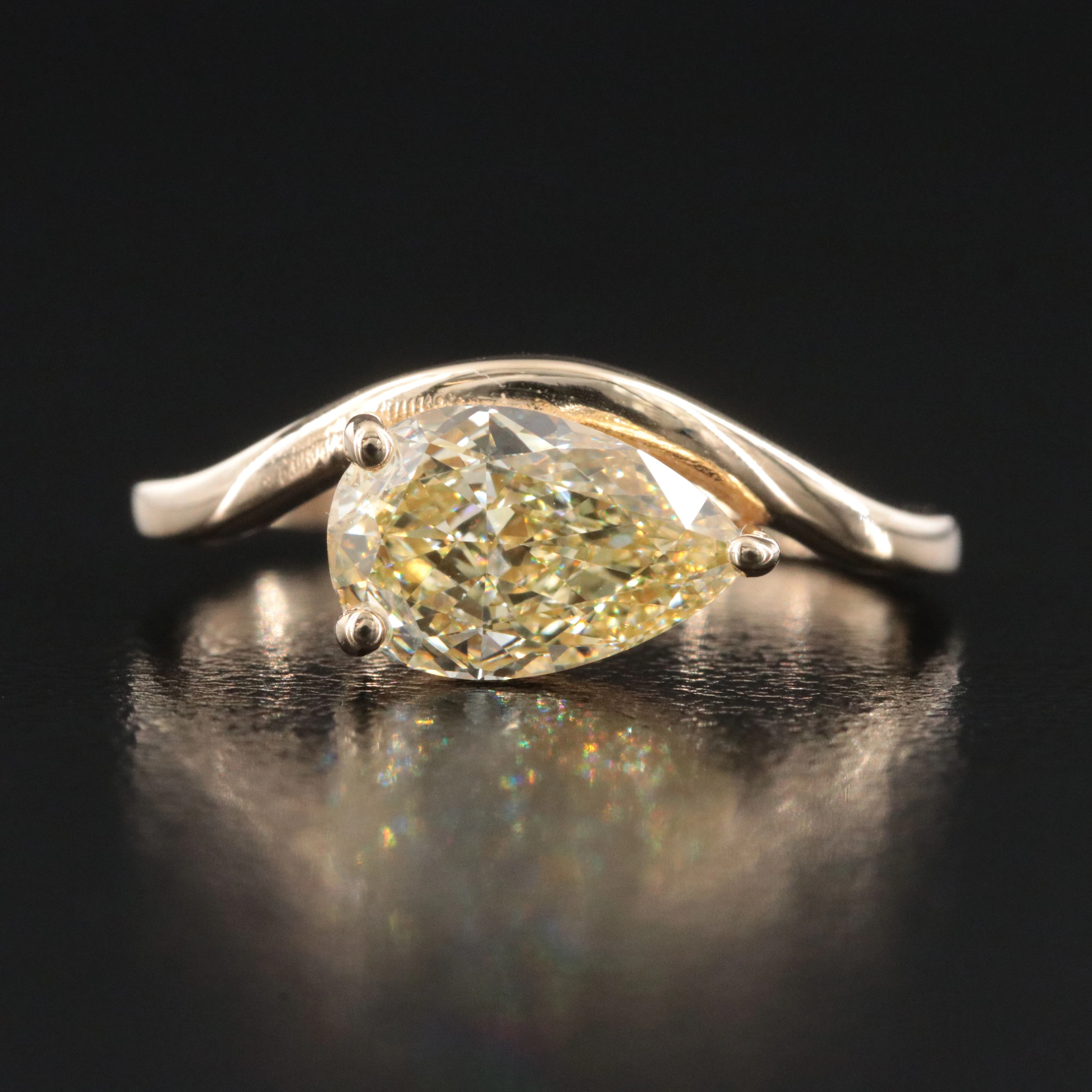 14K 1.59 CT Fancy Intense Yellow Lab Grown Diamond Solitaire Ring w/ IGI Report