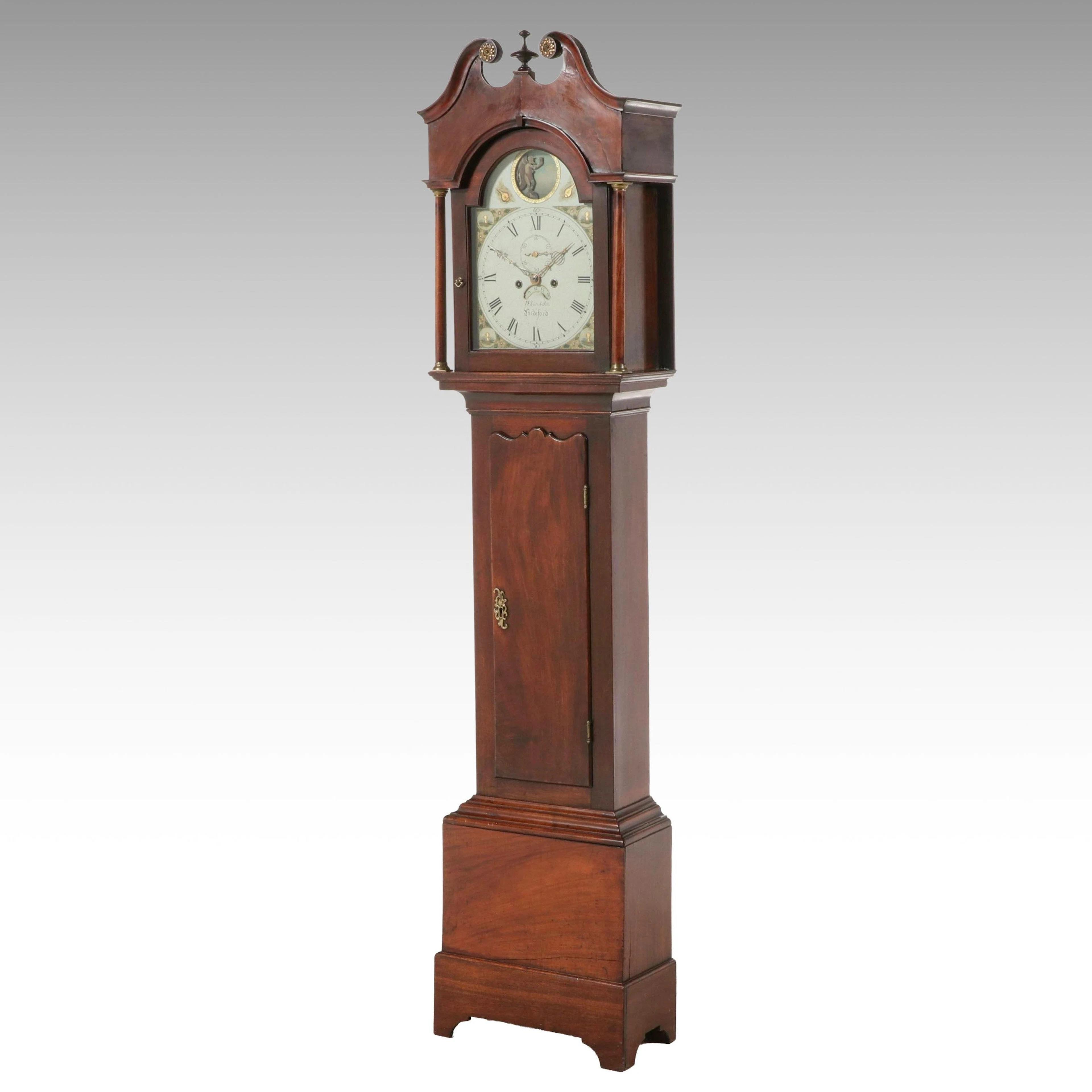 George III White & Sons Mahogany Longcase Clock with Nautical Dial