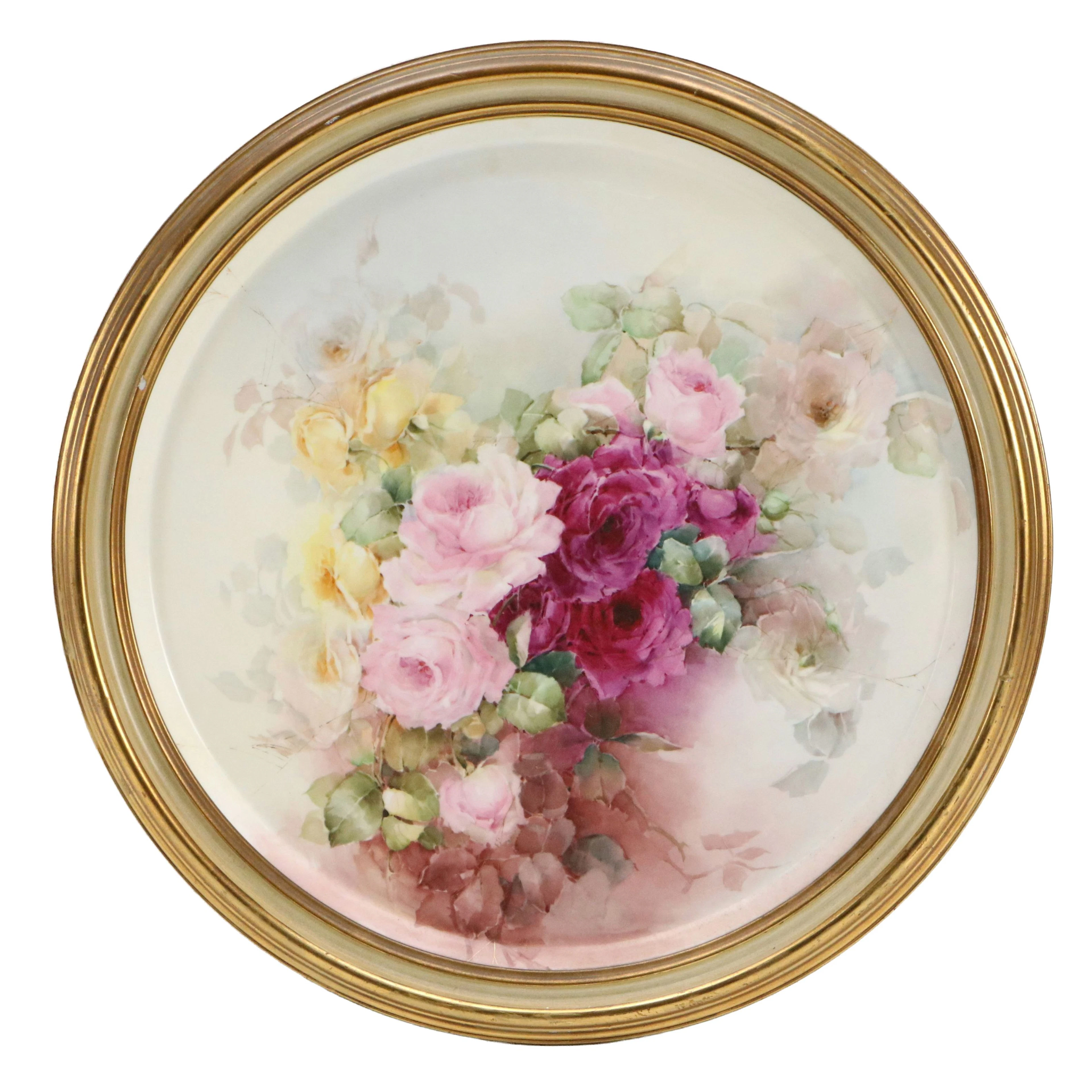 Gérard, Dufraisseix & Abbot Limoges Floral Painted Porcelain Plaque