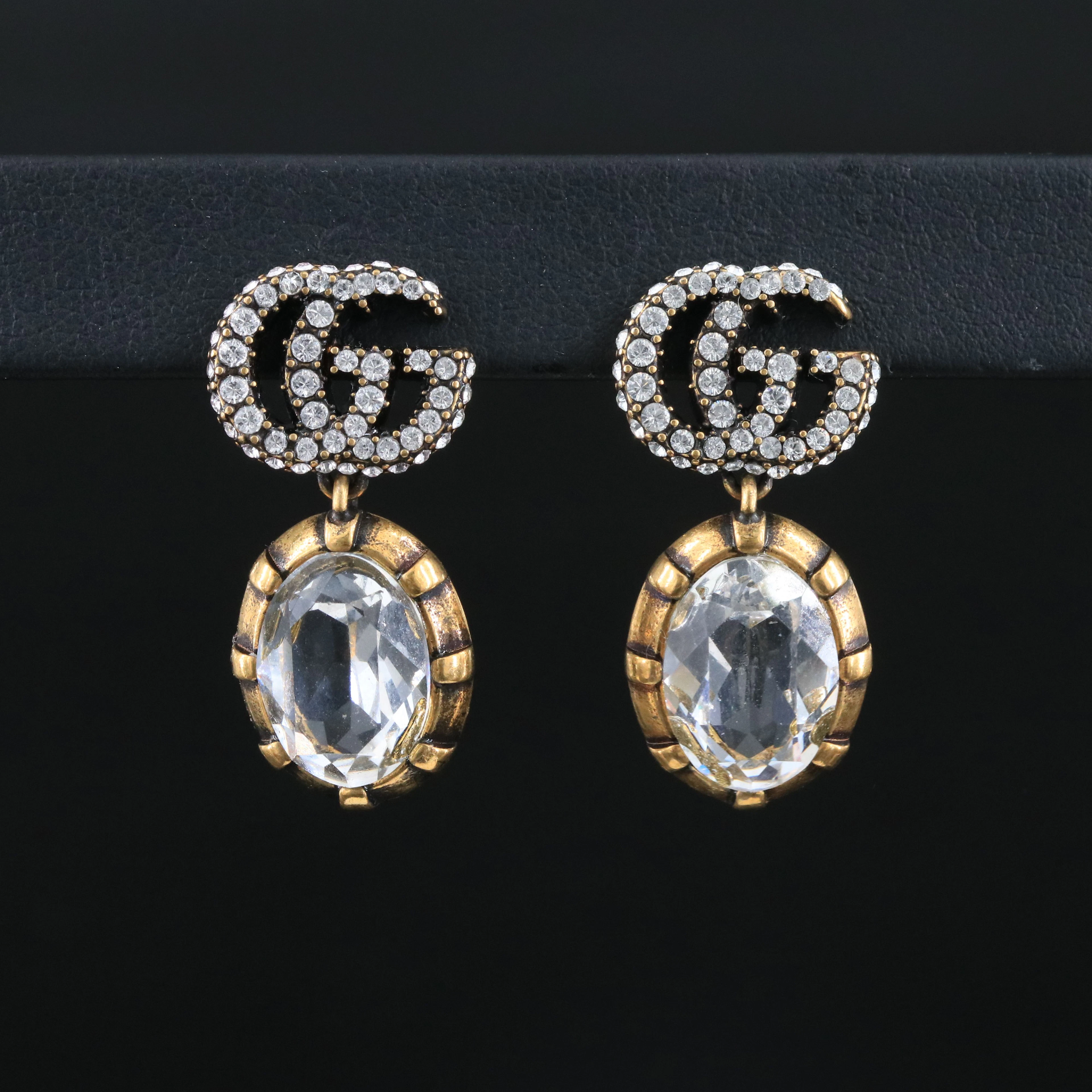 Gucci GG Crystal Drop Earrings