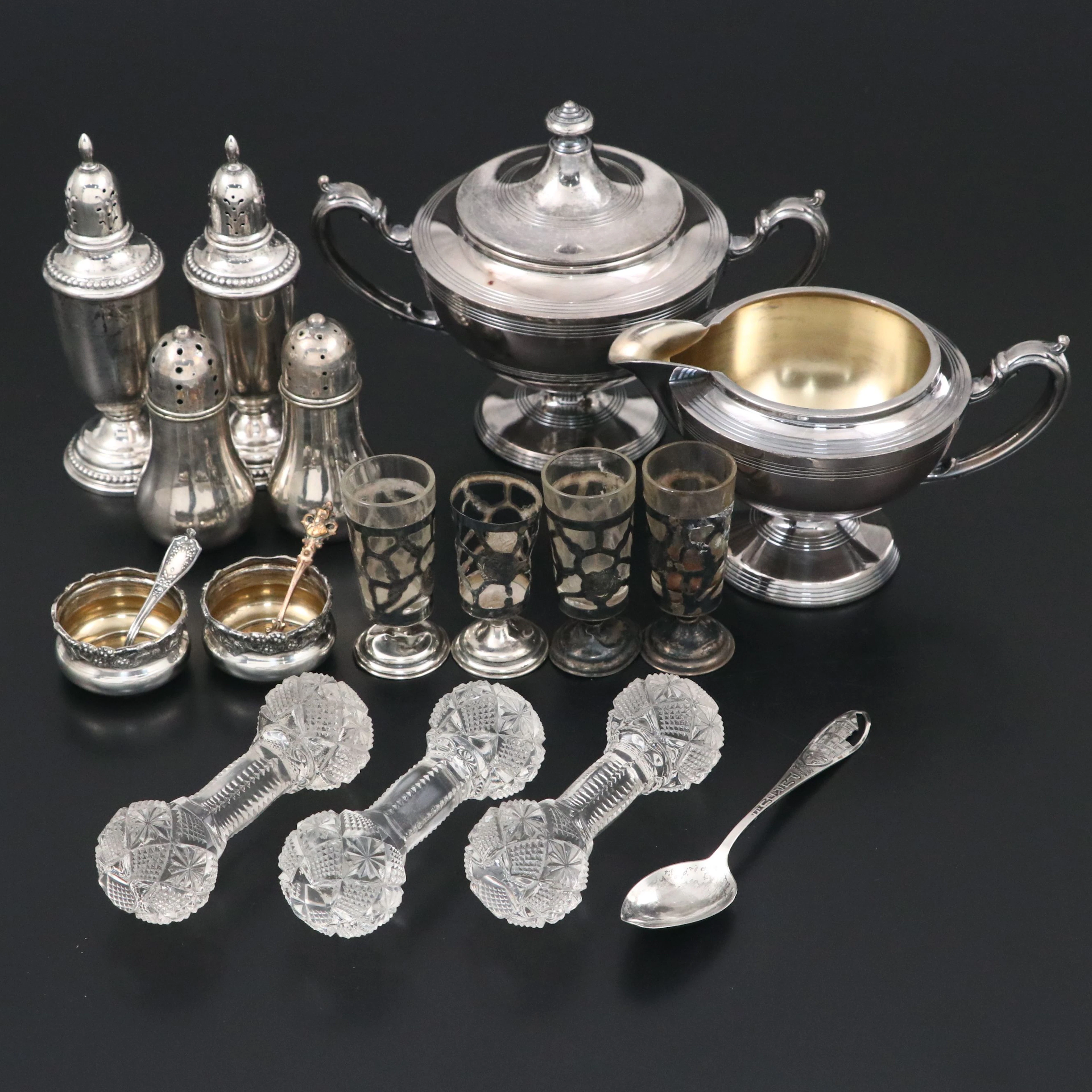 Webster Sterling Silver Salt Cellars, More Sterling and Silver Plate Tableware