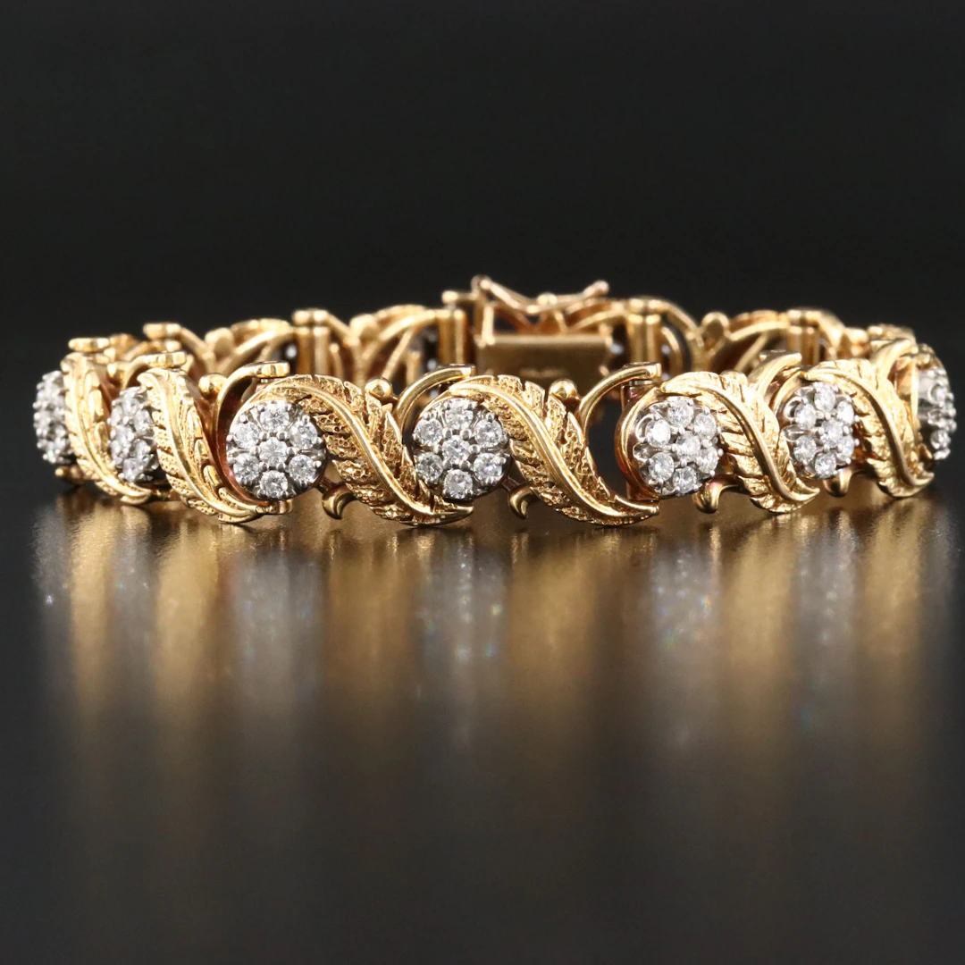 Jabel 18K 2.48 CTW Diamond Rosette Bracelet with Flourish Accents