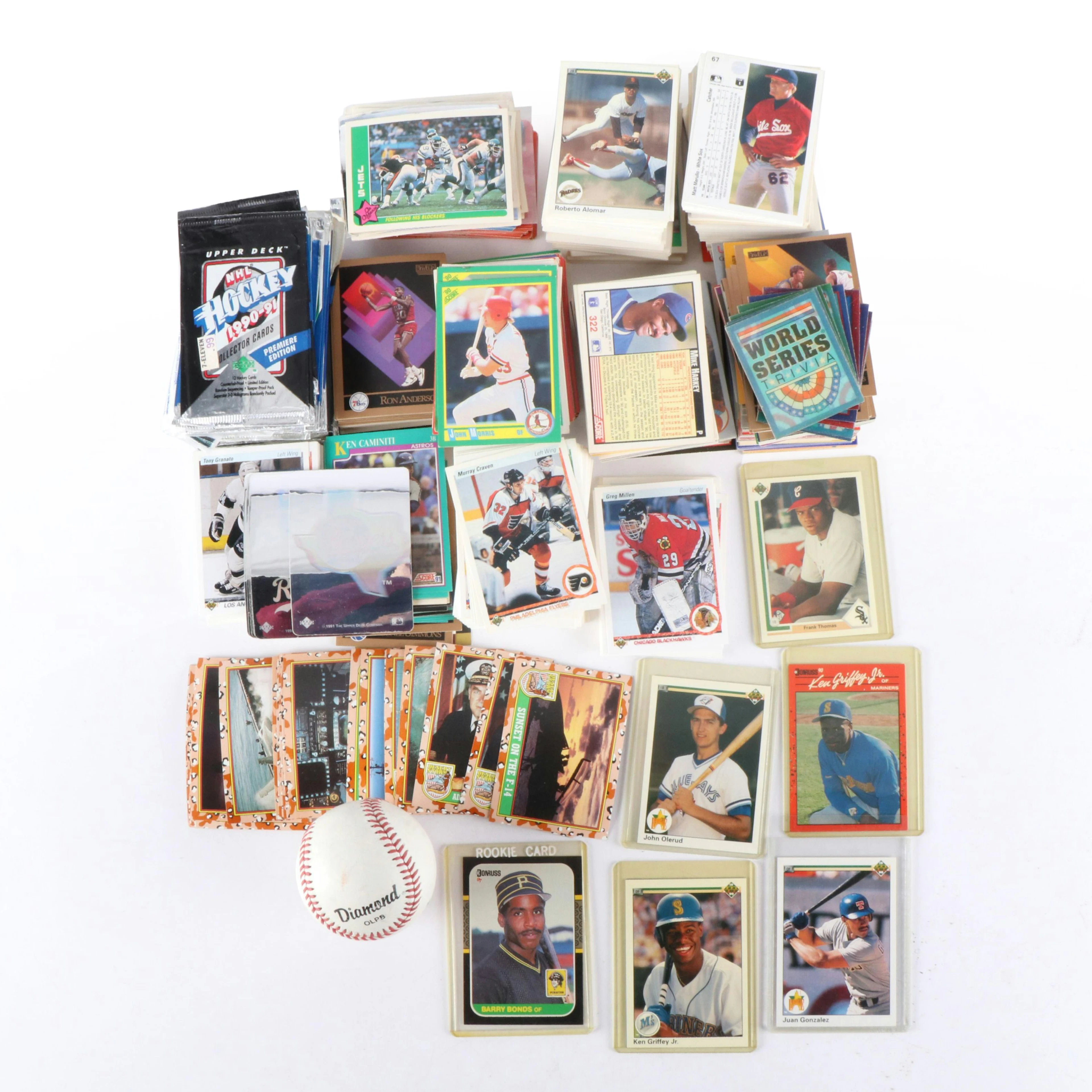 Collection of Baseball, Basketball, Hockey, and Football Cards, 1980s-1990s