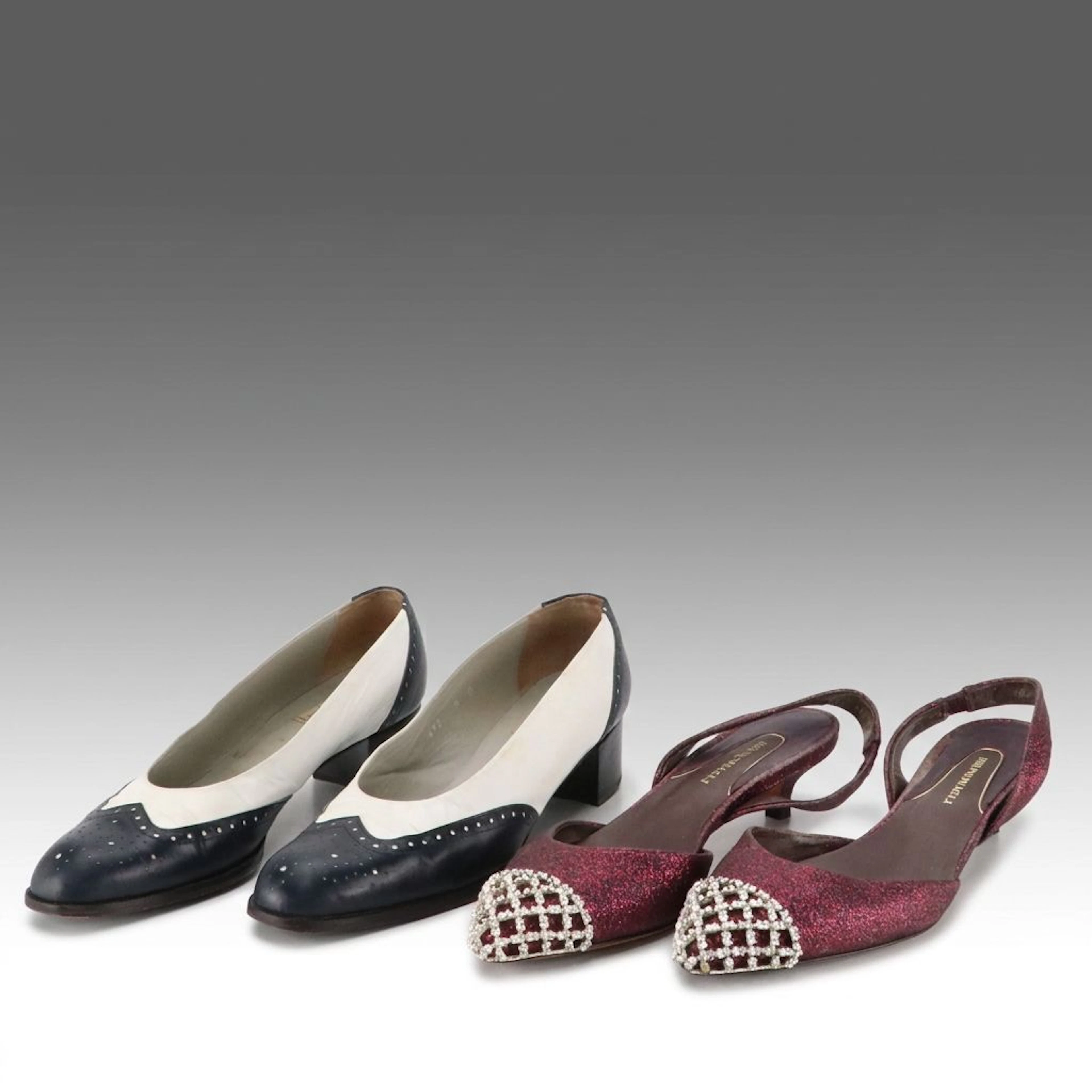 Joan & David Spectator Block Heels and Bruno Magli Embellished Kitten Heels