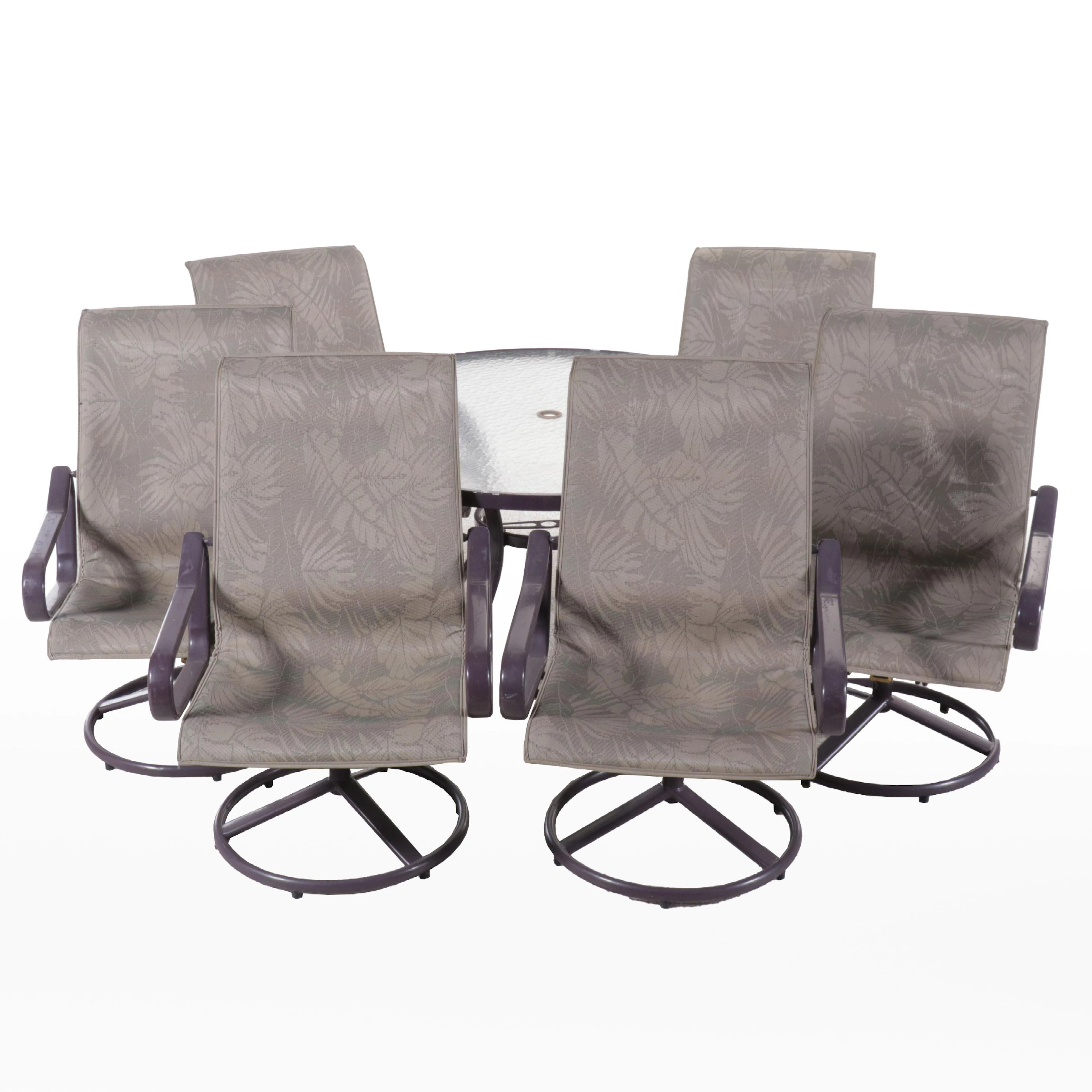 Set of Six Swivel Rockers with Round Dining Table