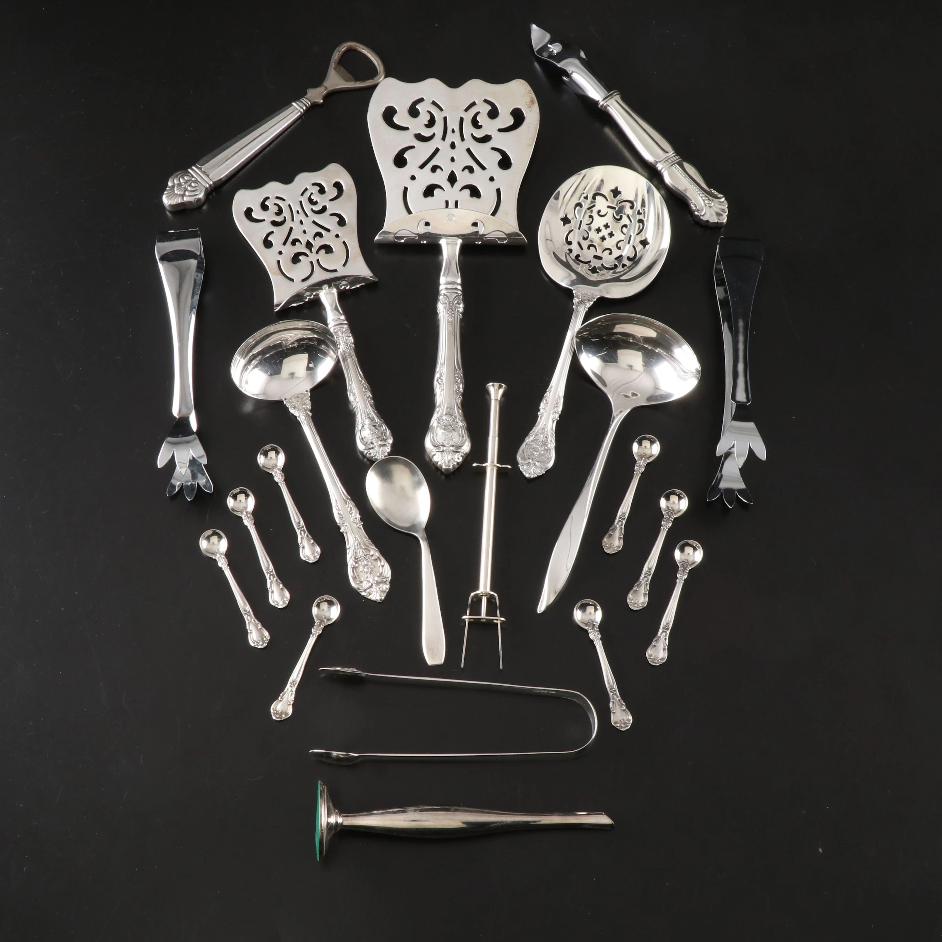 Gorham "King Edward" Sterling Servers with Other Sterling and Metal Utensils