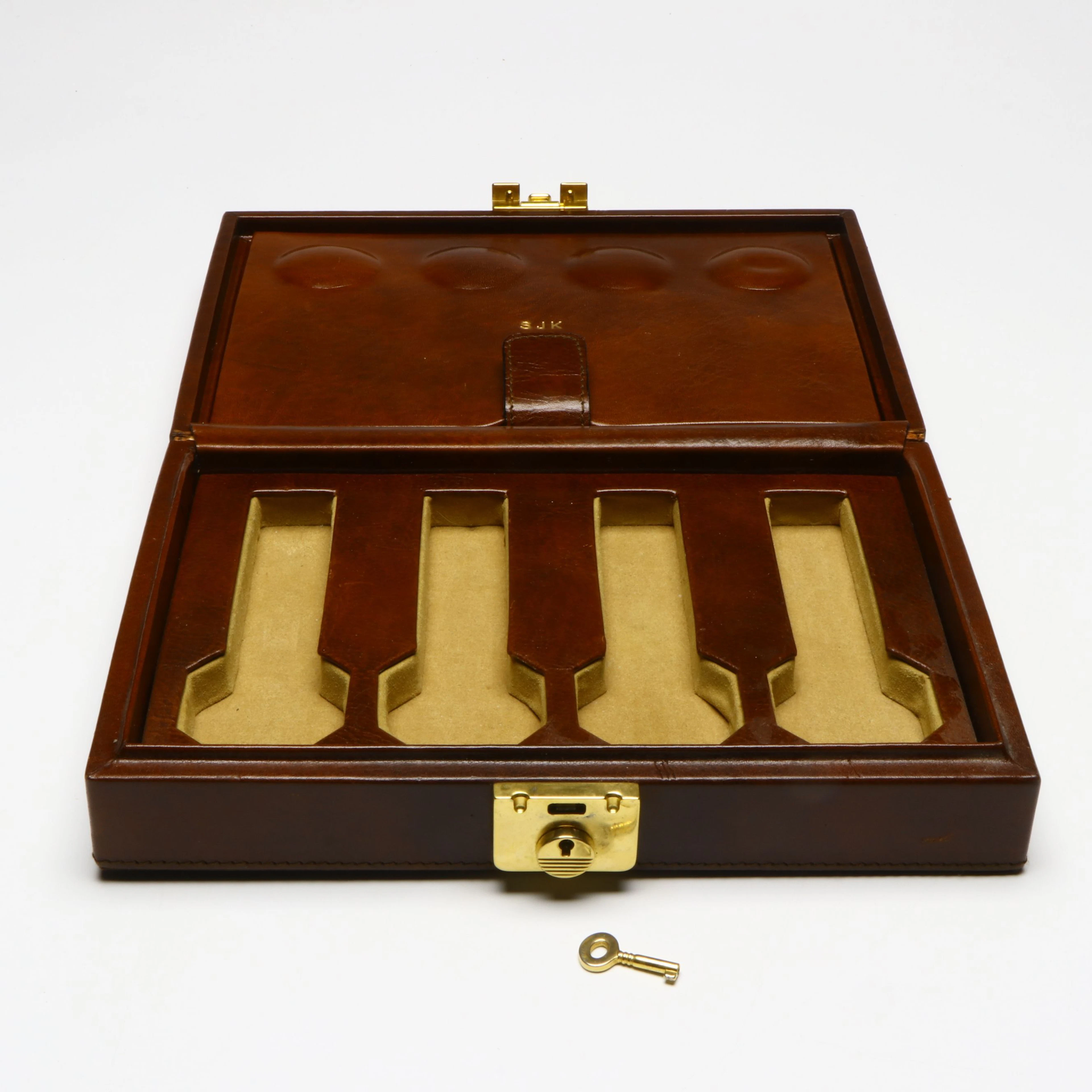 Italian Leather Watch Case with Key, Late 20th/Early 21st C.
