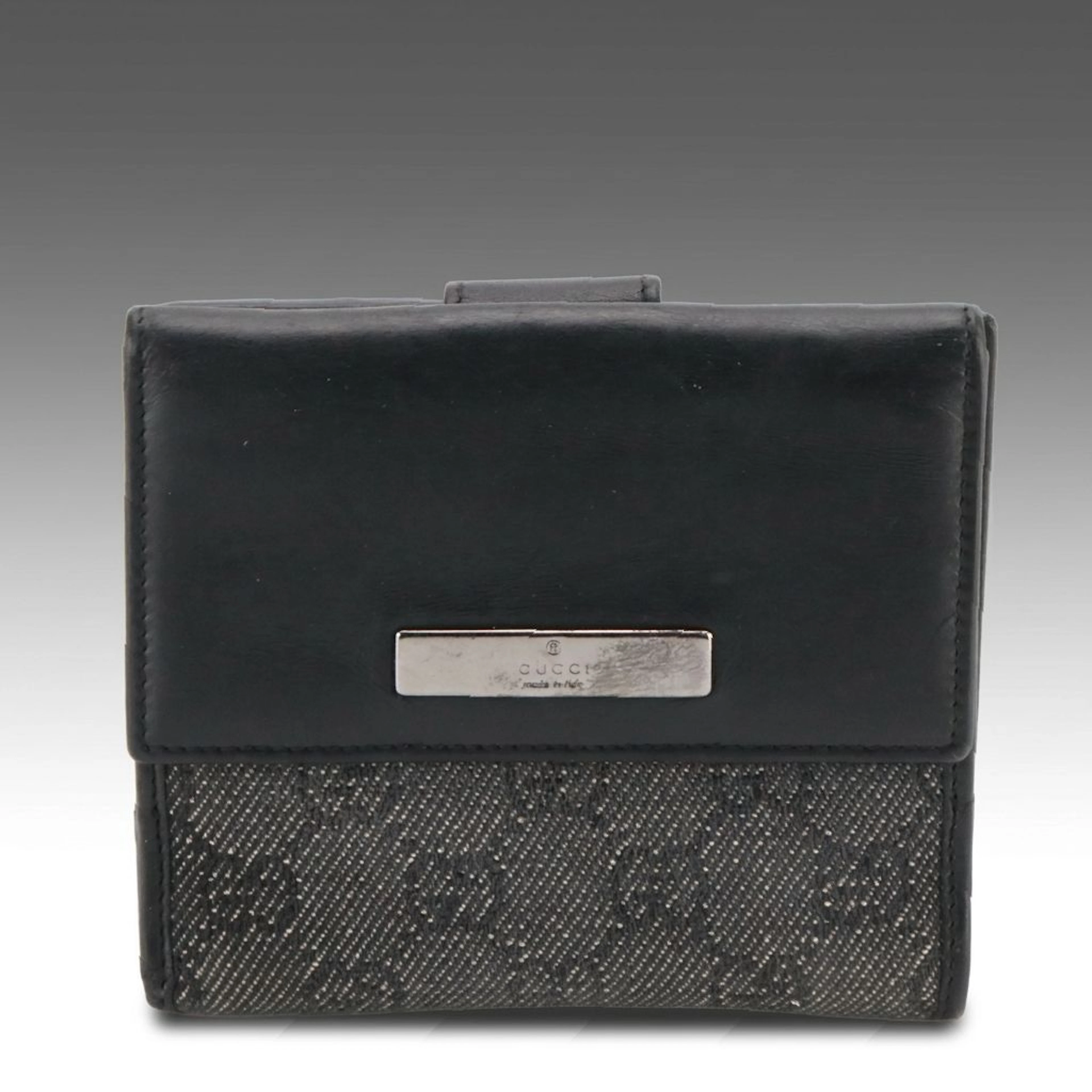 Gucci Bifold Compact Wallet in Black Monogram Canvas and Leather