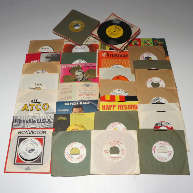 Henry Mancini, Mantovani, Perry Como and More 7" Vinyl Records, Mid-20th C.