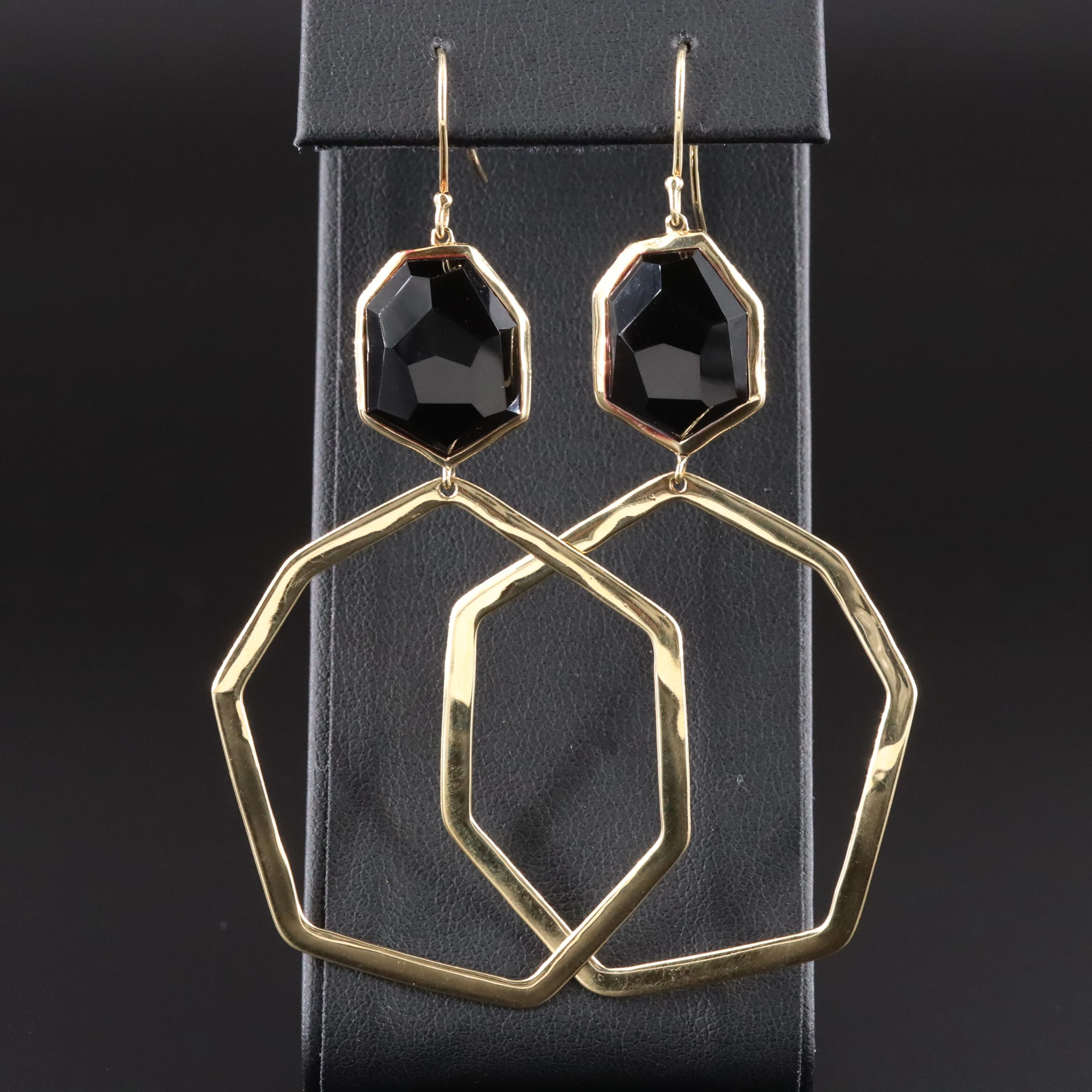 Ippolita 18K Black Onyx Wavy Geometric Drop Earrings