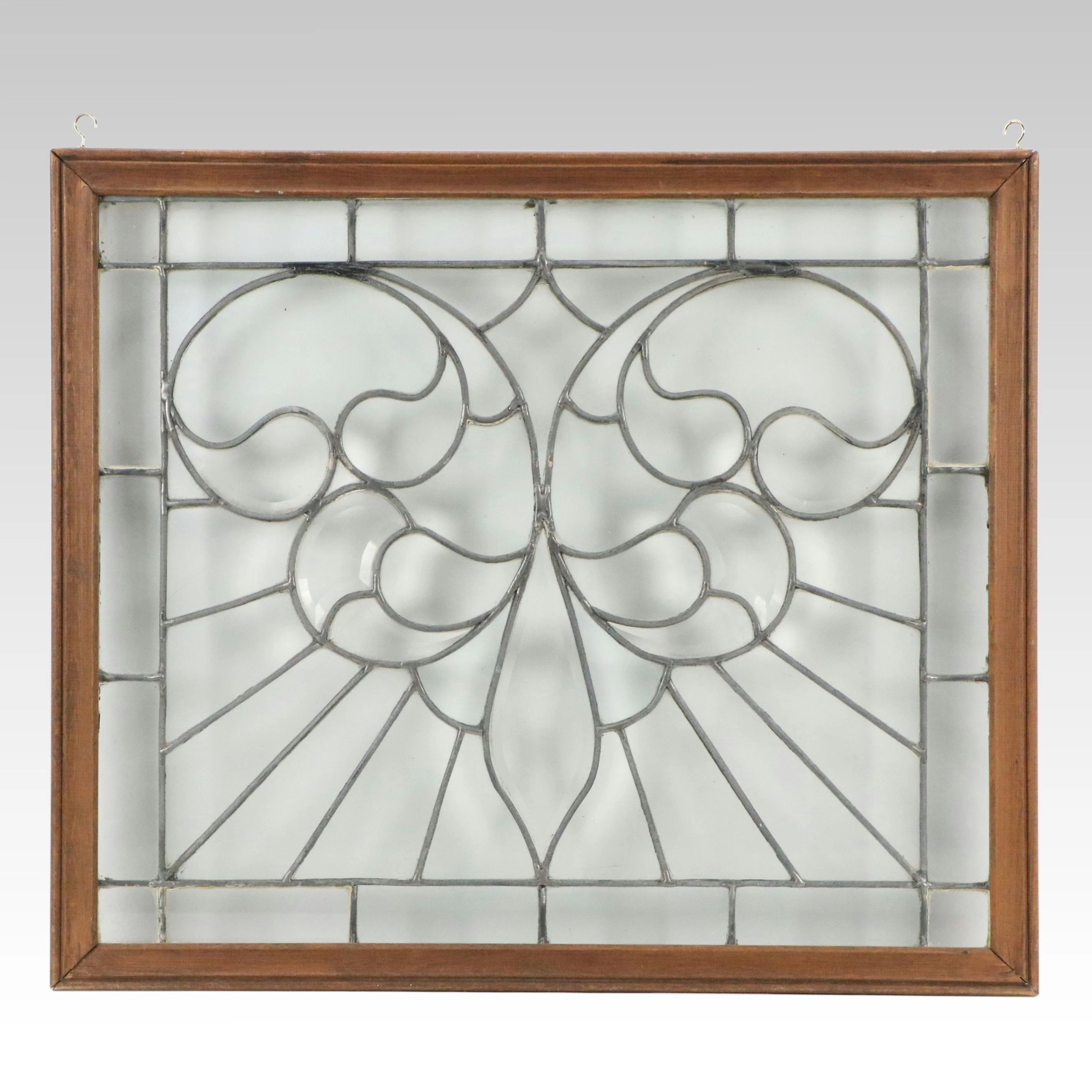 Clear Leaded Stained Glass Window with Beveled Pieces