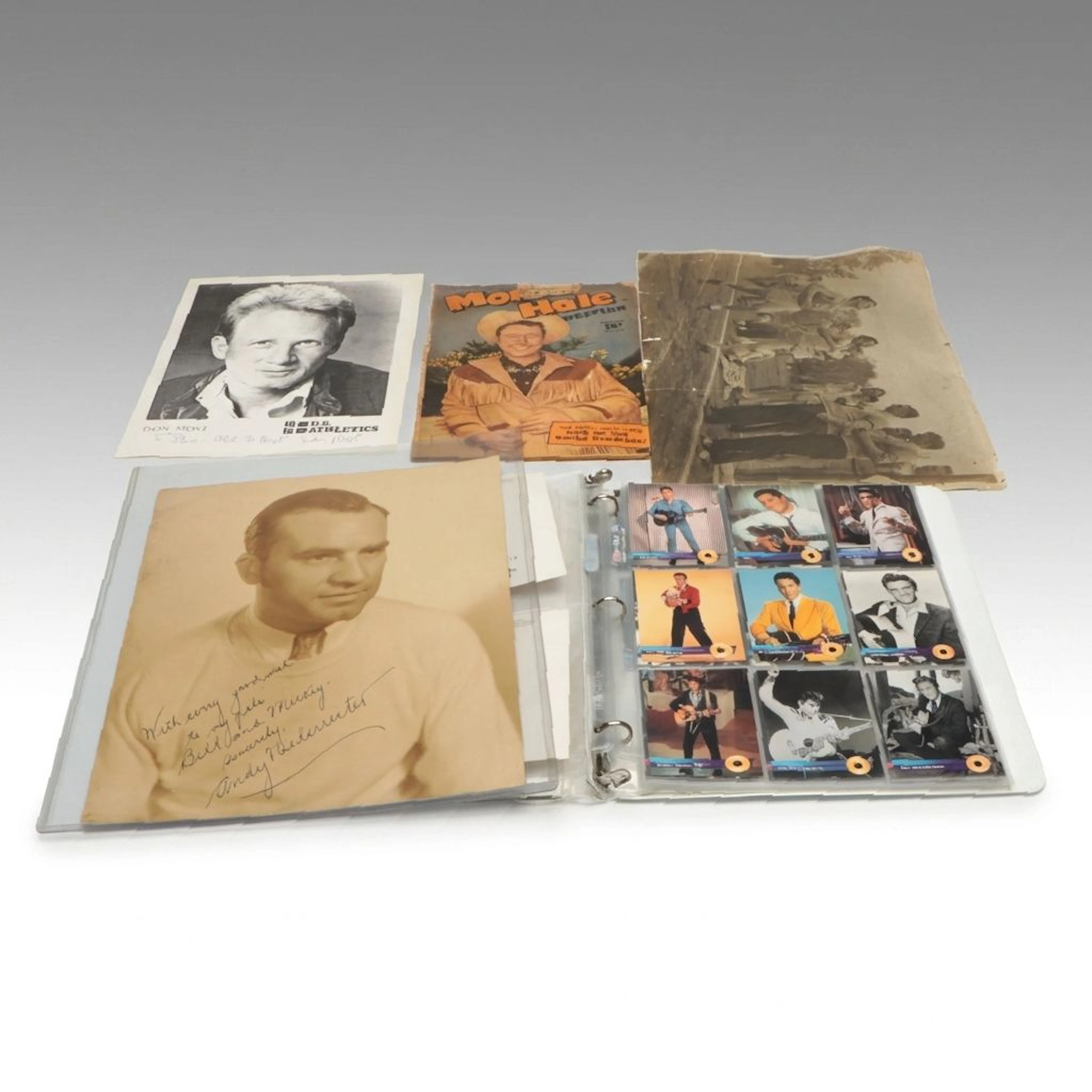 Elvis Presley Trading Cards with Don Most Signed Print and More