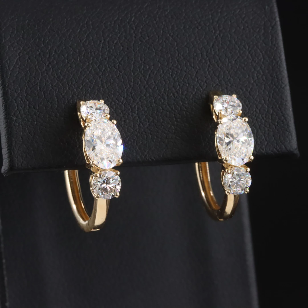 14K 2.50 CTW Lab Grown Diamond Hoop Earrings with IGI Report