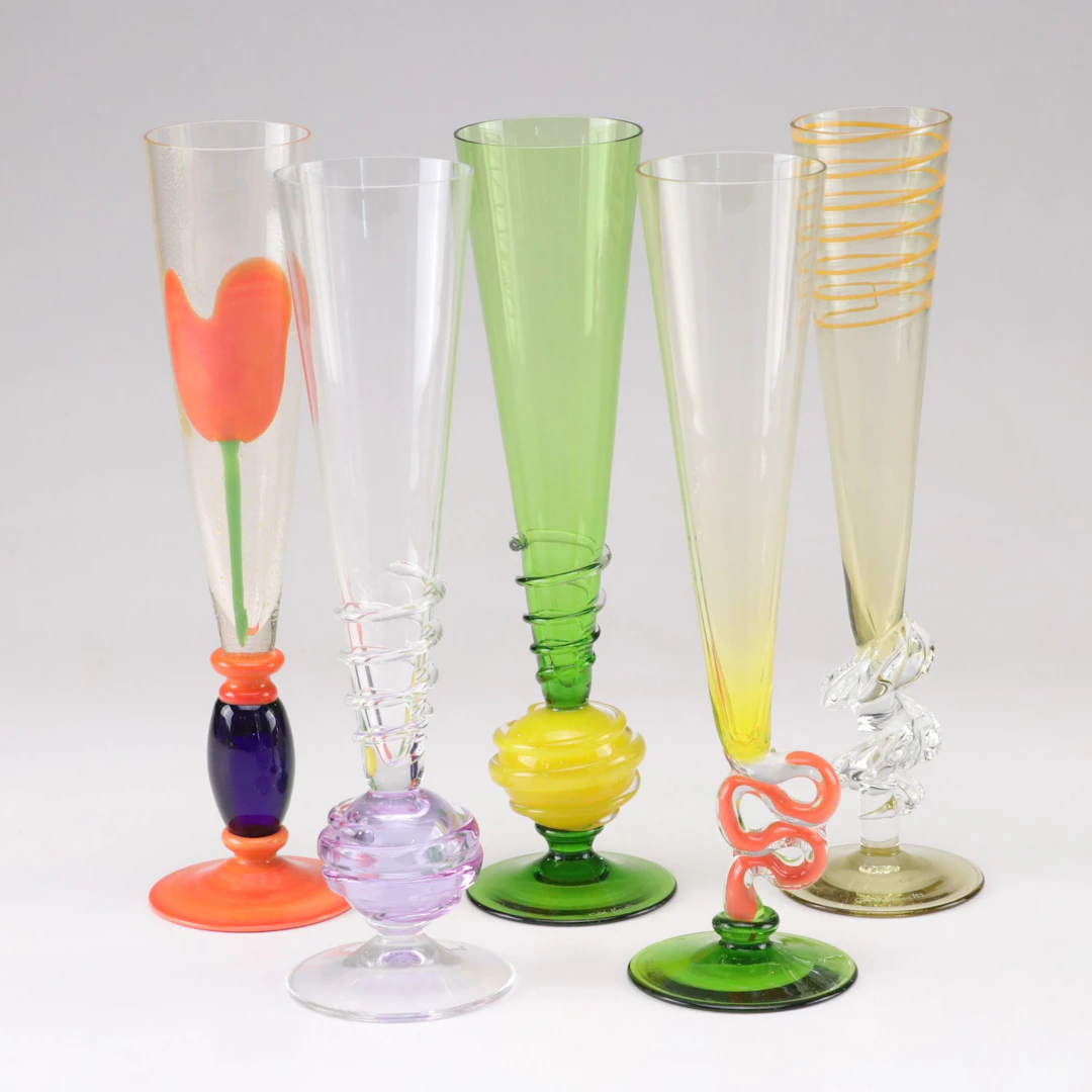 Carlo Moretti Murano Glass and Other Champagne Flutes