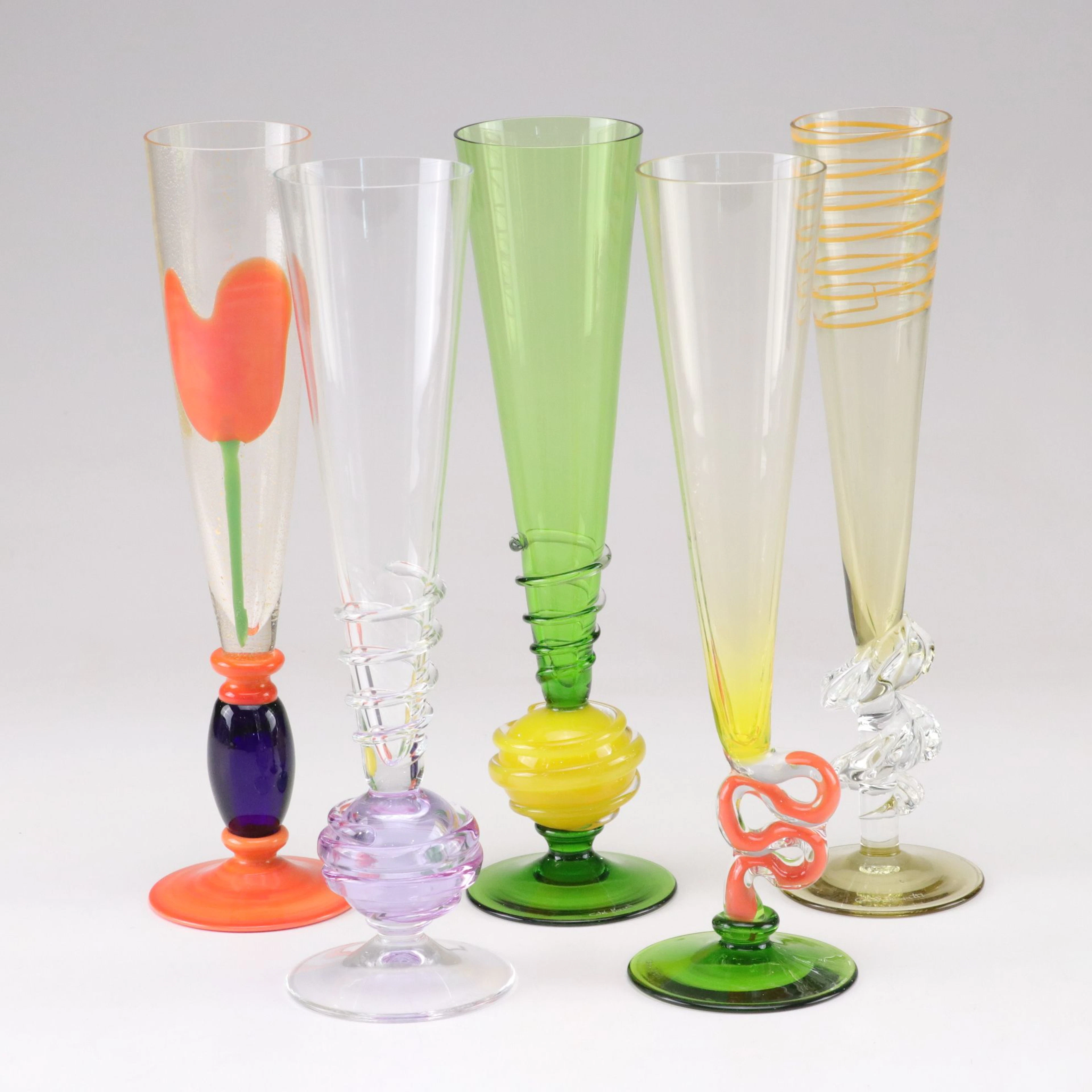 Carlo Moretti Murano Glass and Other Champagne Flutes