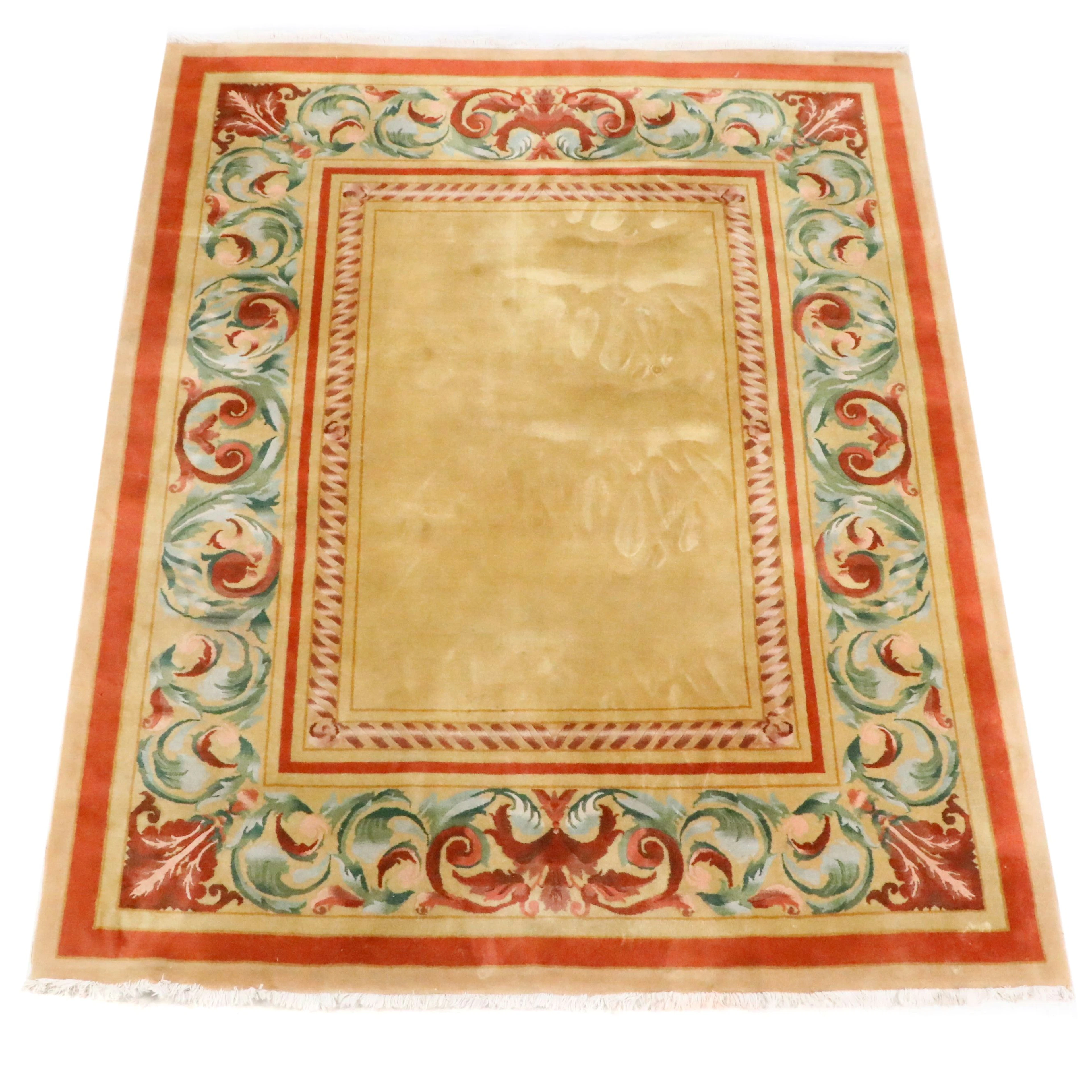 7'8 x 9'11 Hand-Knotted Sino-French Neoclassical Style Area Rug