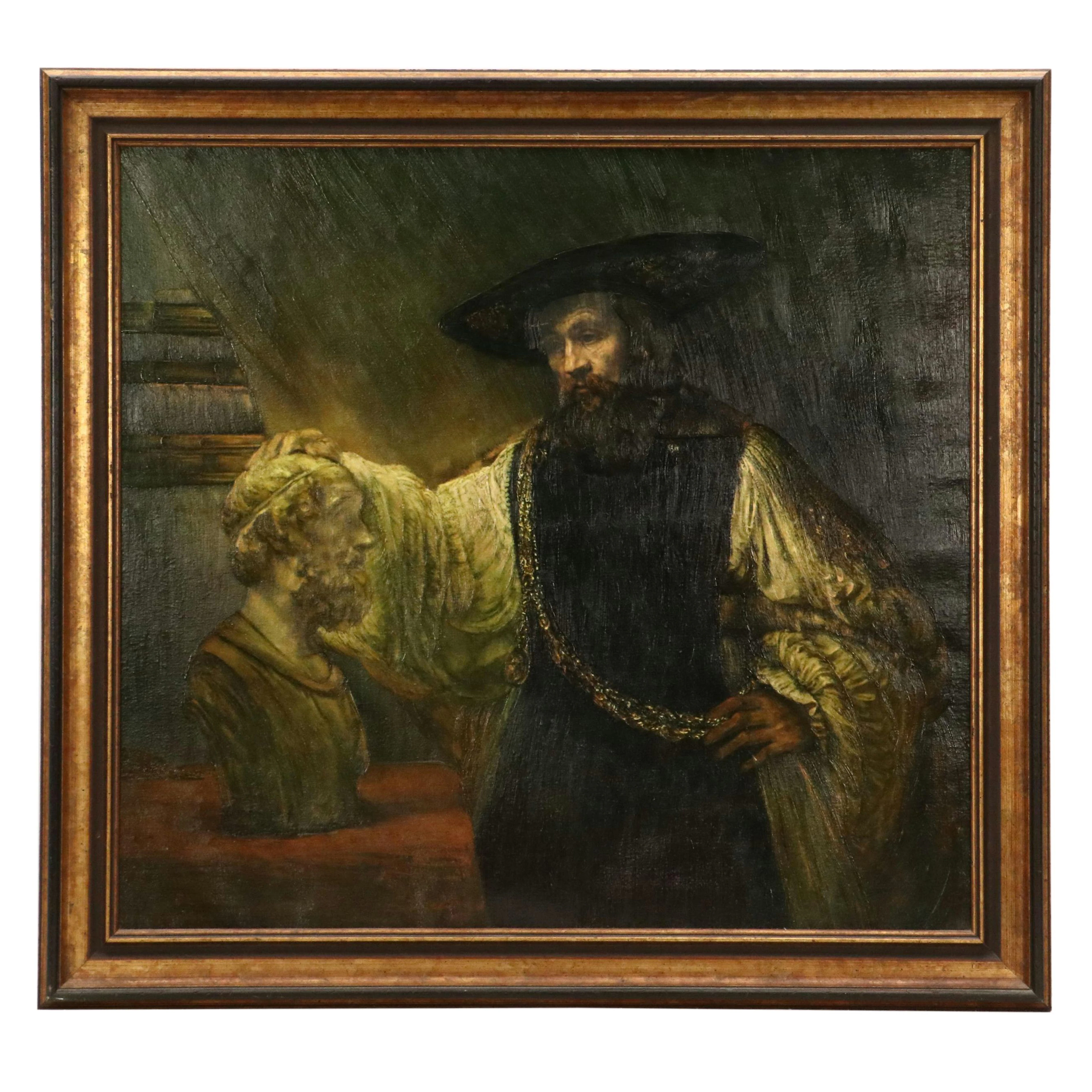 Embellished Giclée "Aristotle Contemplating the Bust of Homer" After Rembrandt
