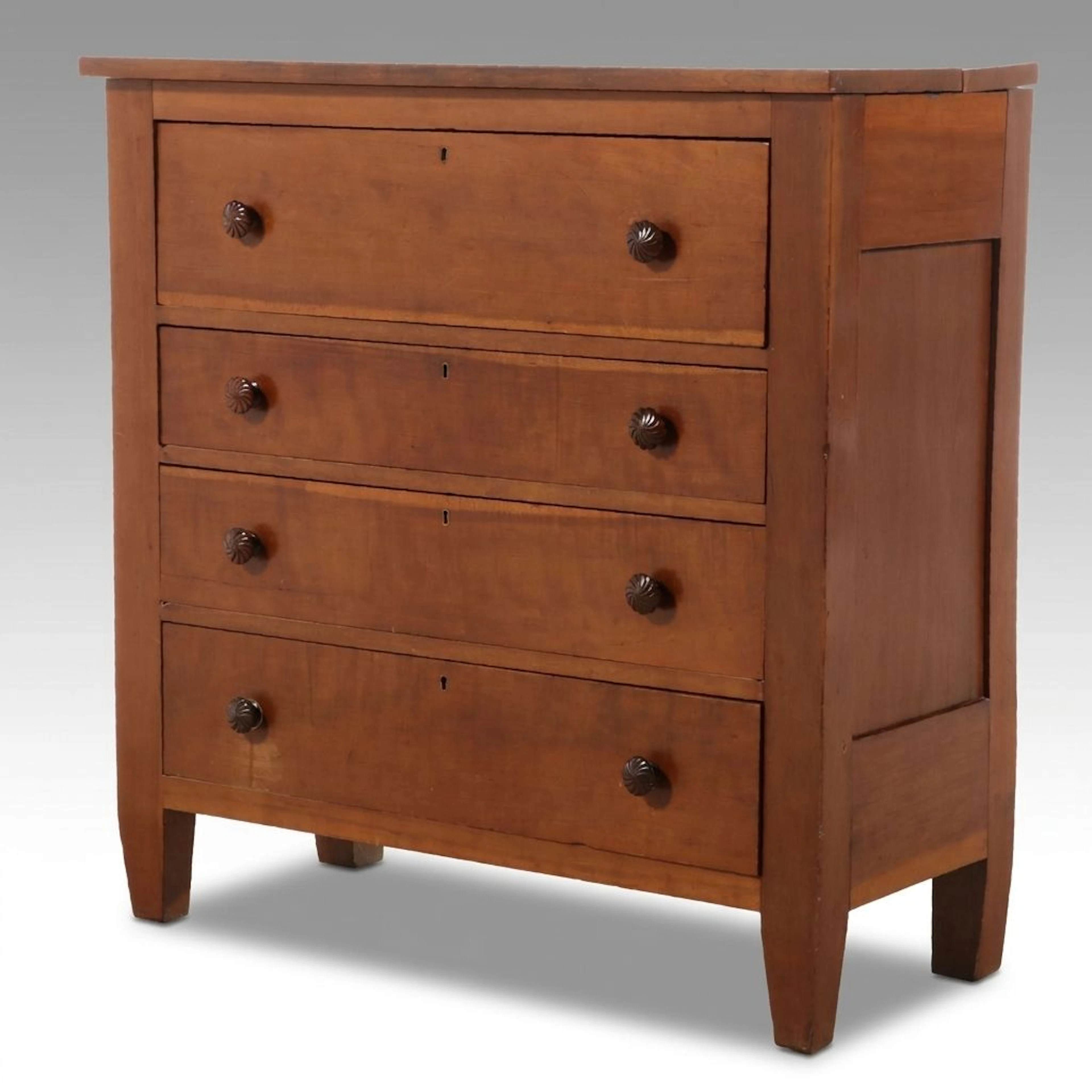 Country Sheraton Style Cherry Four-Drawer Chest, 19th Century