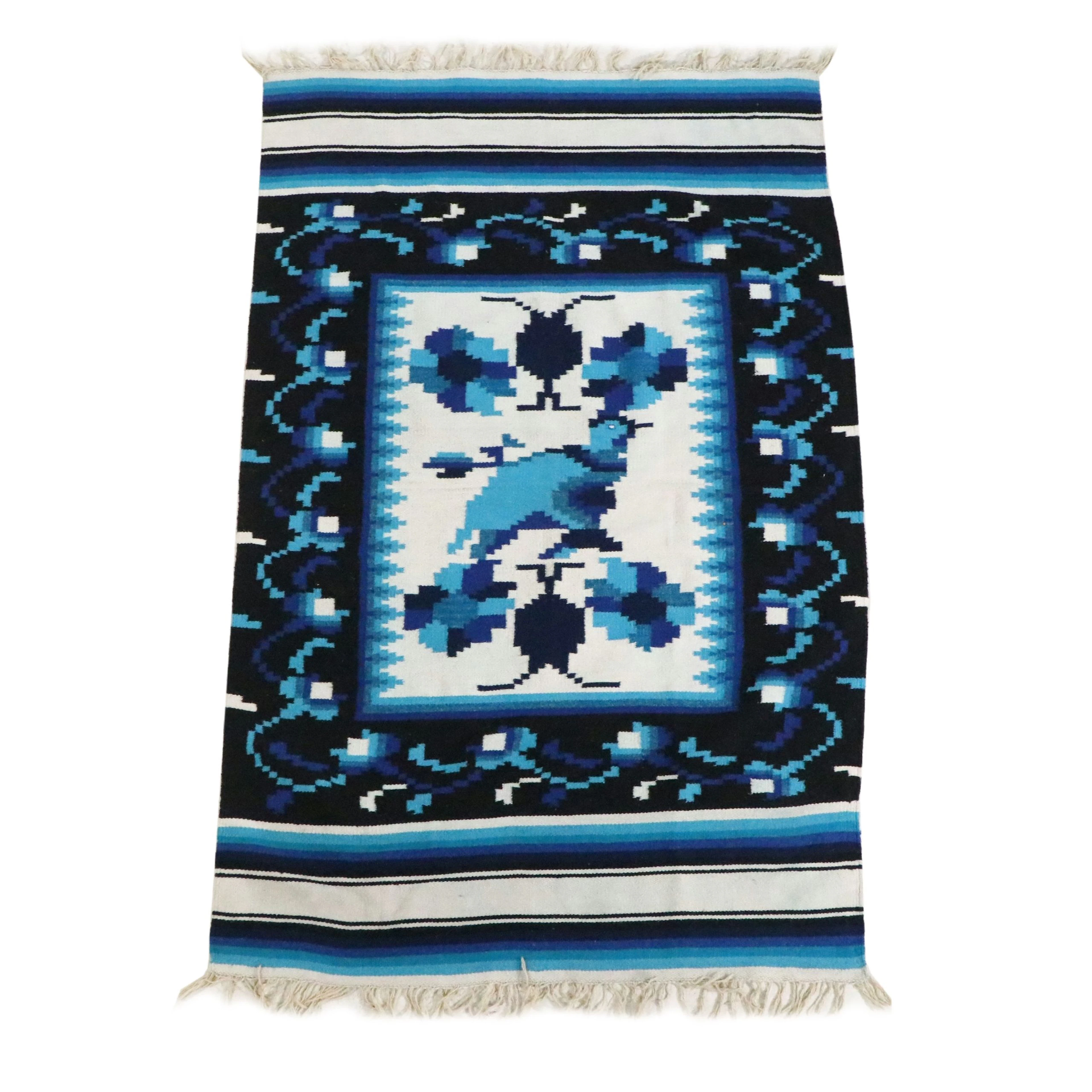 4'2 x 6'11 Handwoven Mexican Zapotec Style Pictorial Area Rug