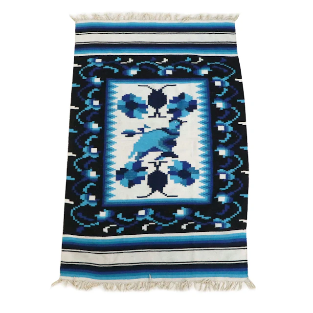 4'2 x 6'11 Handwoven Mexican Zapotec Style Pictorial Area Rug
