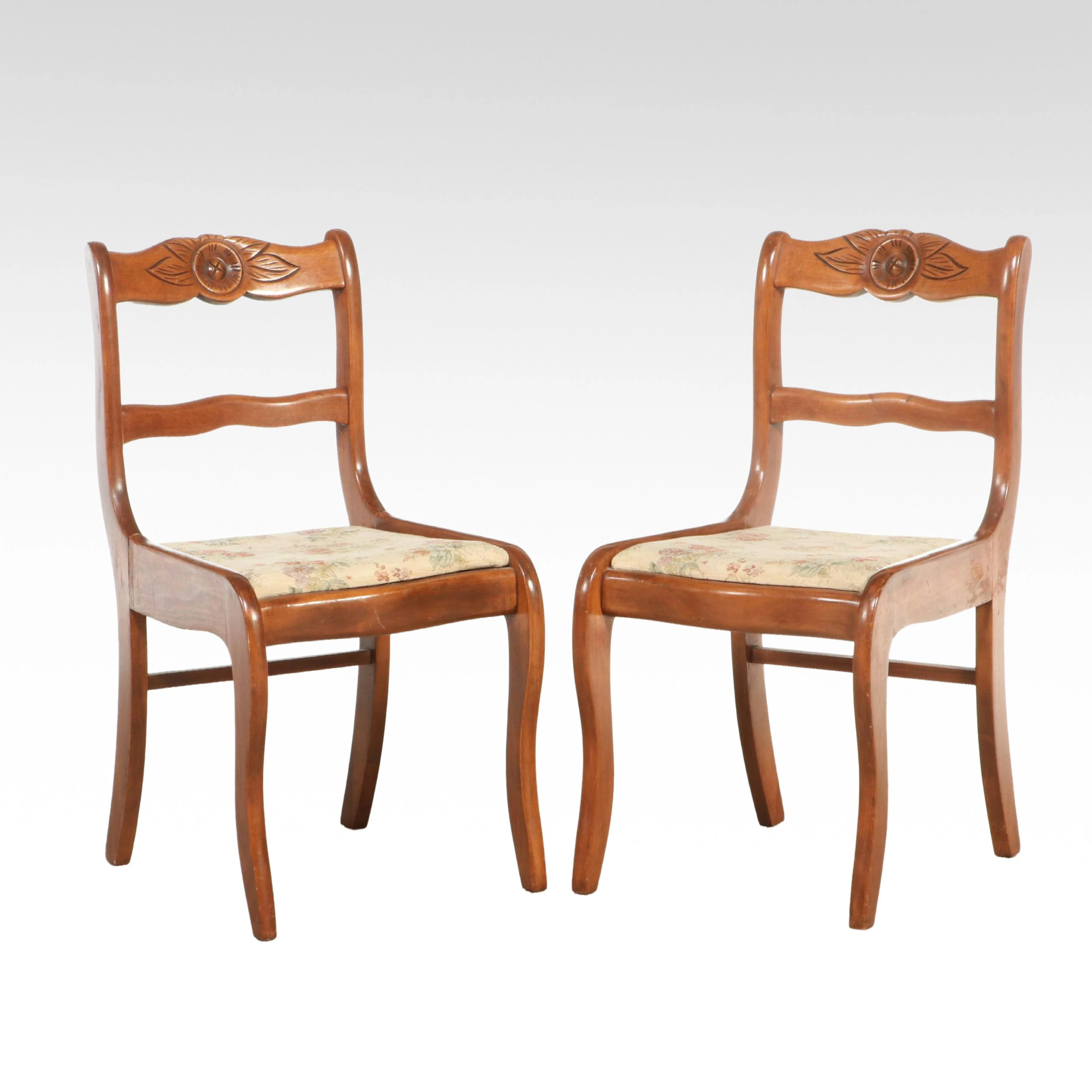 Pair of Victorian Carved Walnut Side Chairs, Late 19th/Early 20th Century