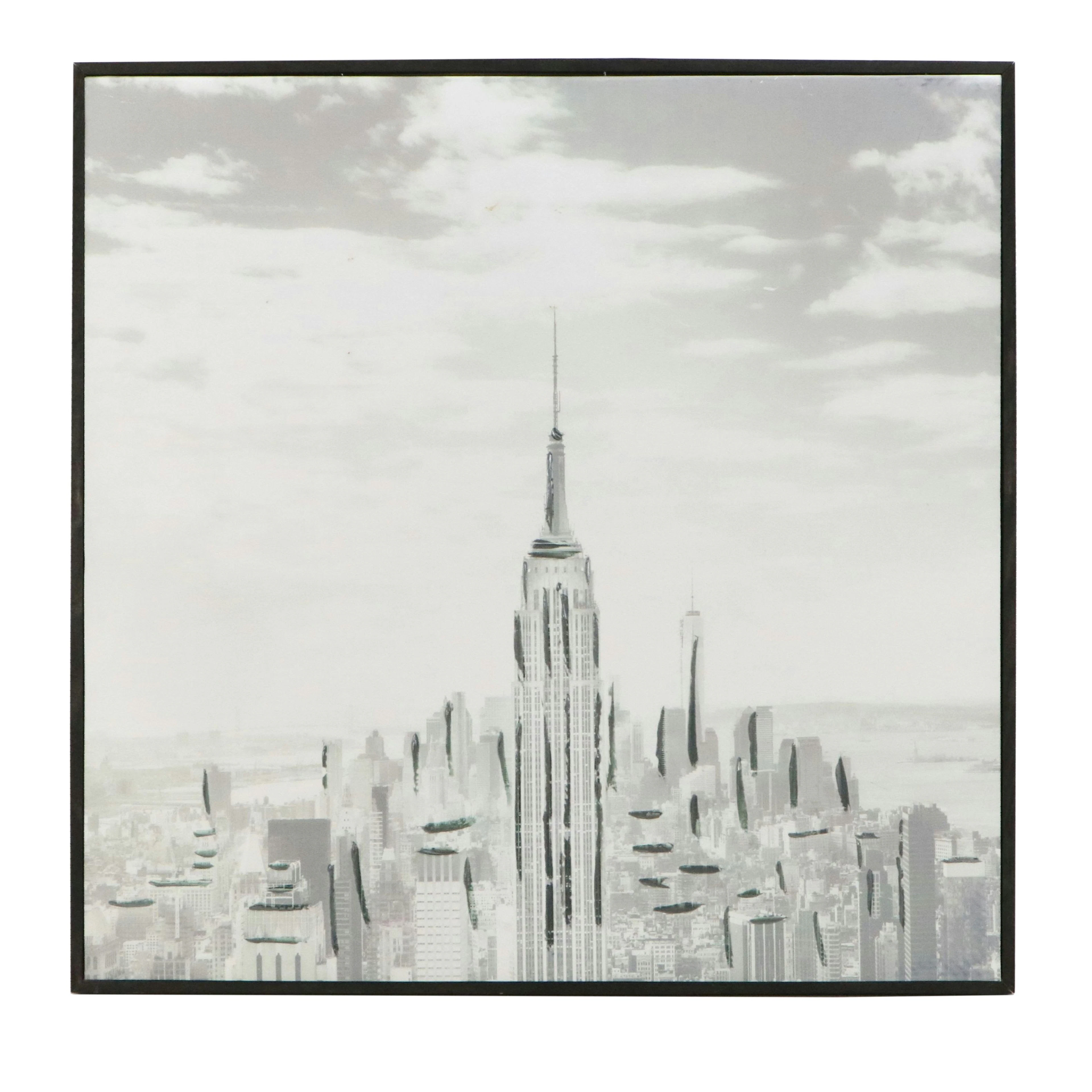 Embelished Giclée of New York City Skyline, 21st Century