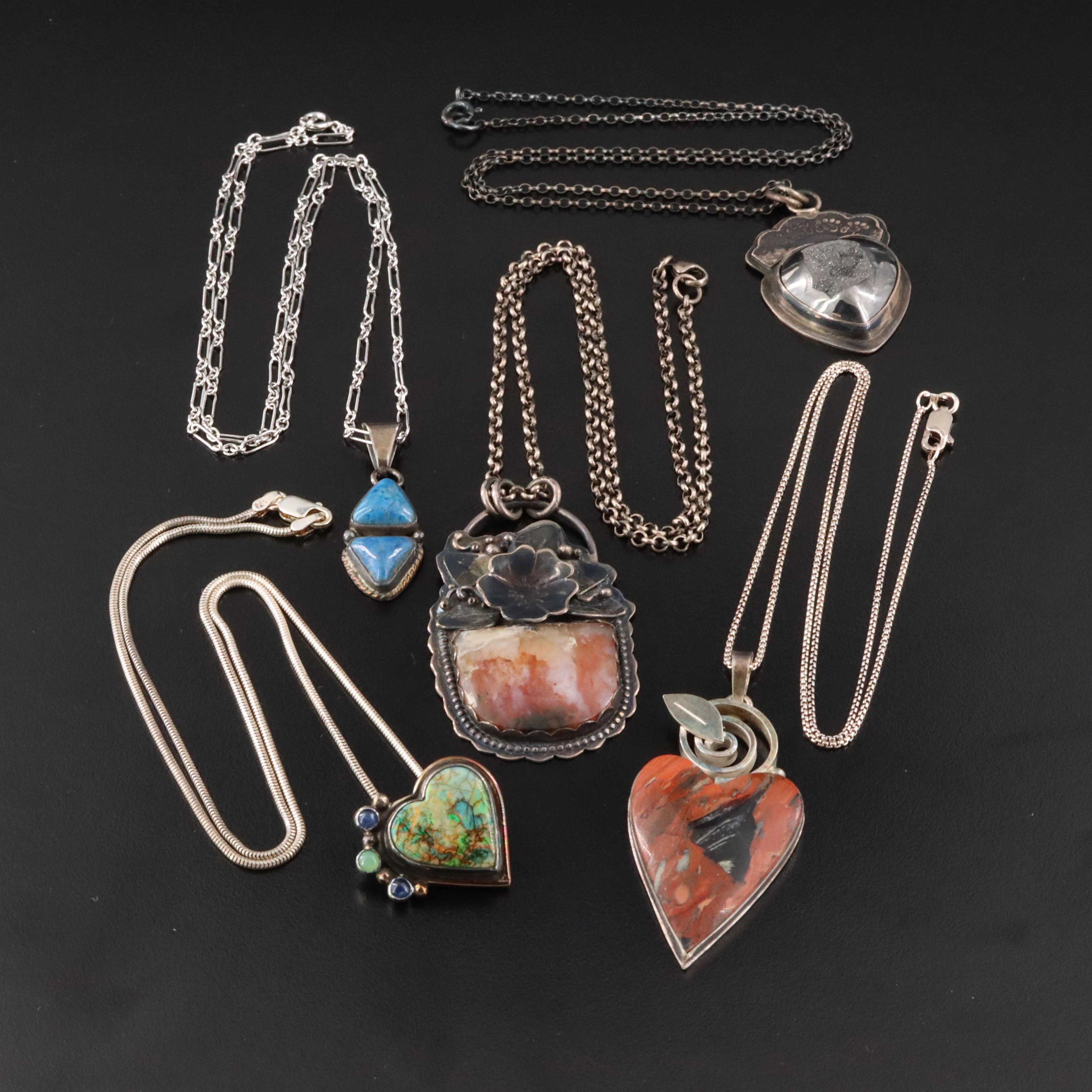 EON Designs, Agate, Opal and Druzy Featured in Sterling Necklaces