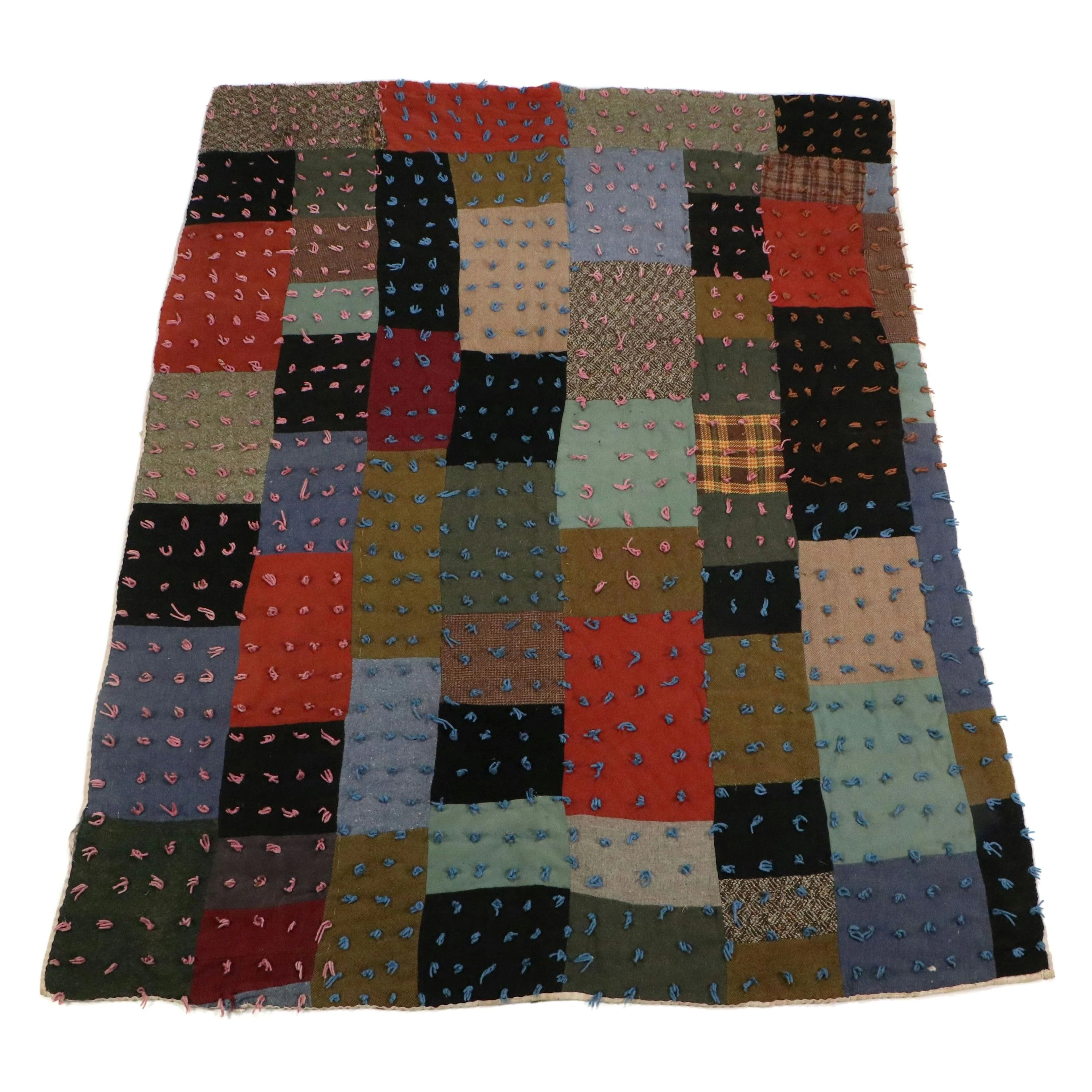 Antique Handmade Wool Patchwork Quilt