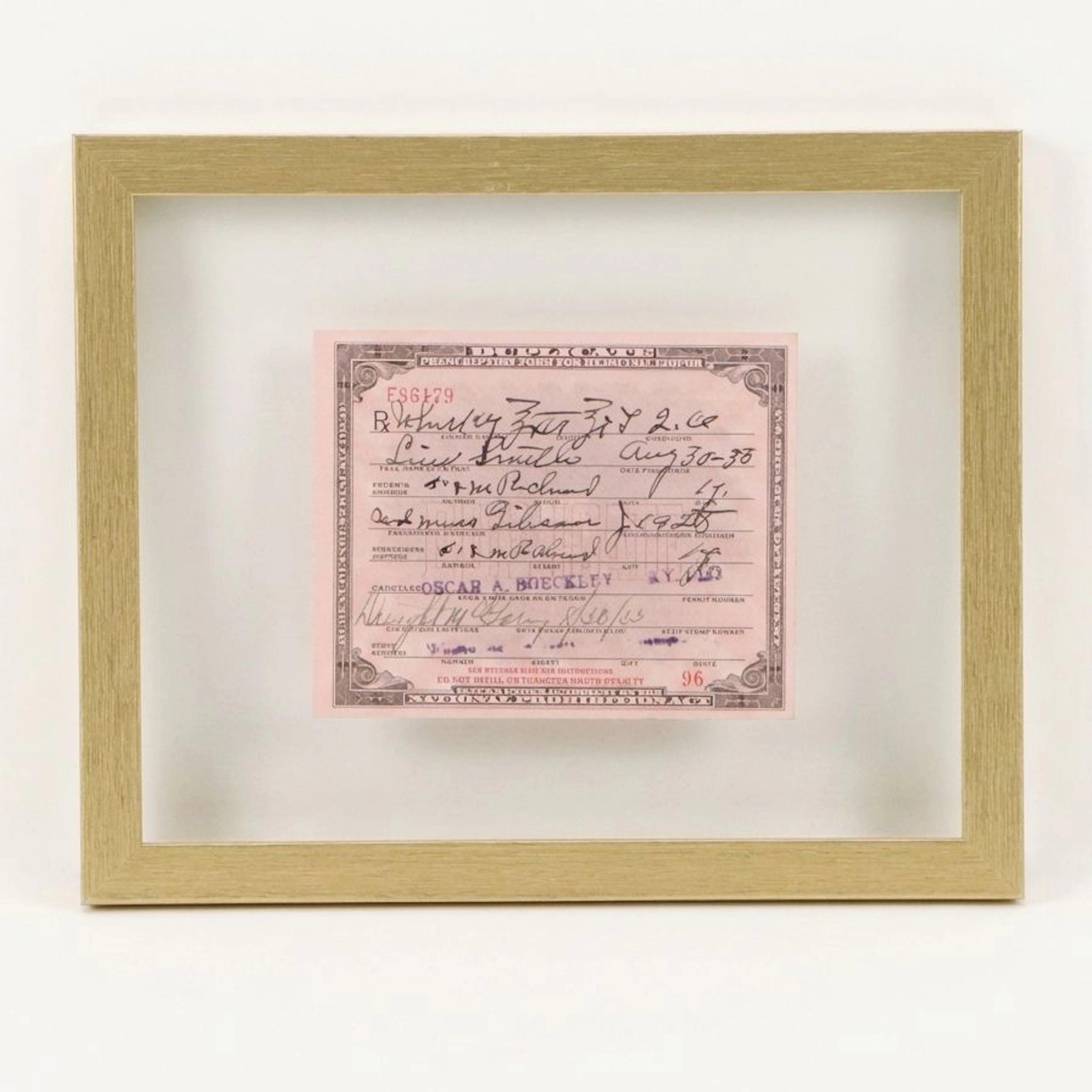 United States Prohibition Era Prescription Form for Whiskey, 1933