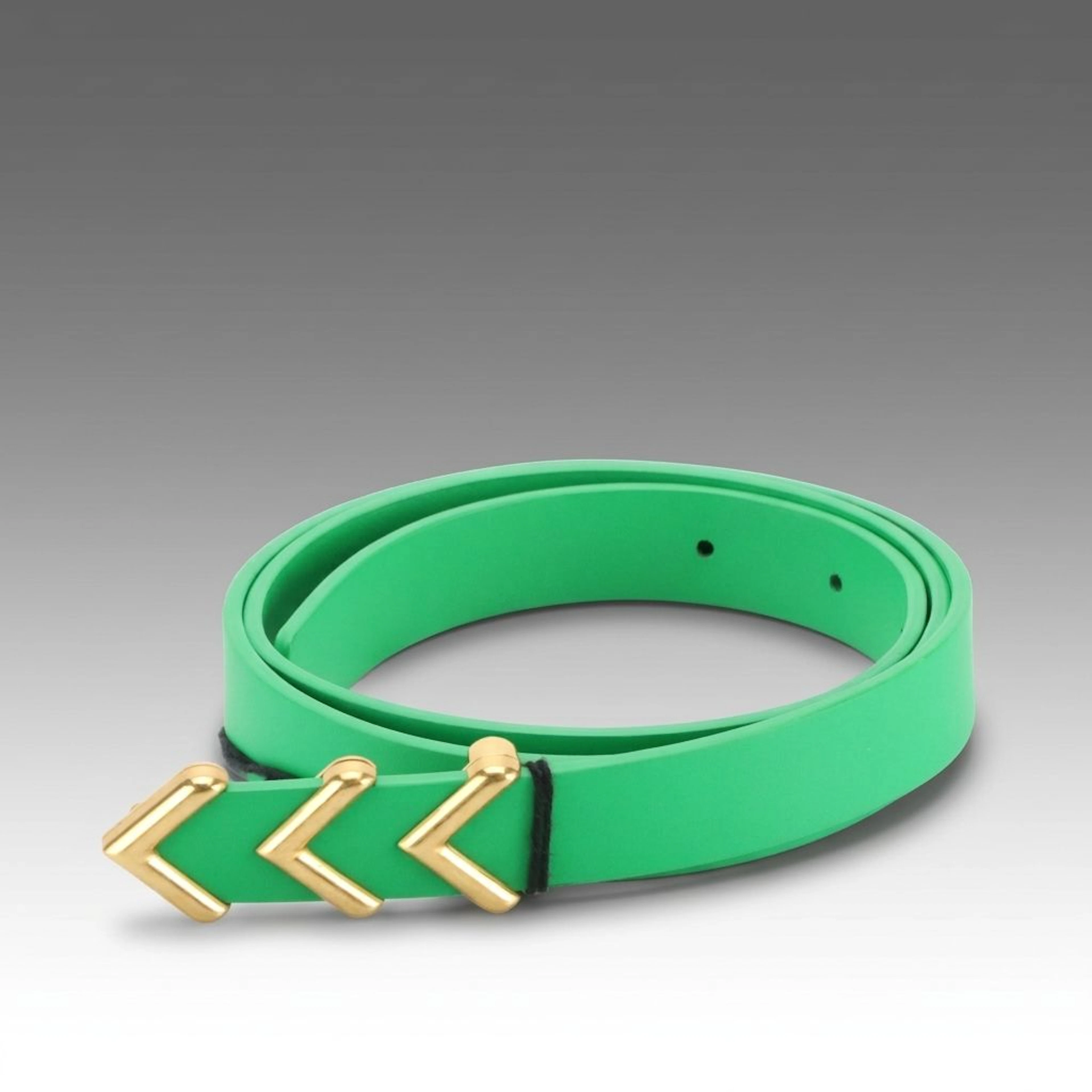 Bottega Veneta Skinny Belt in Parakeet Green Calfskin Leather, With Tag