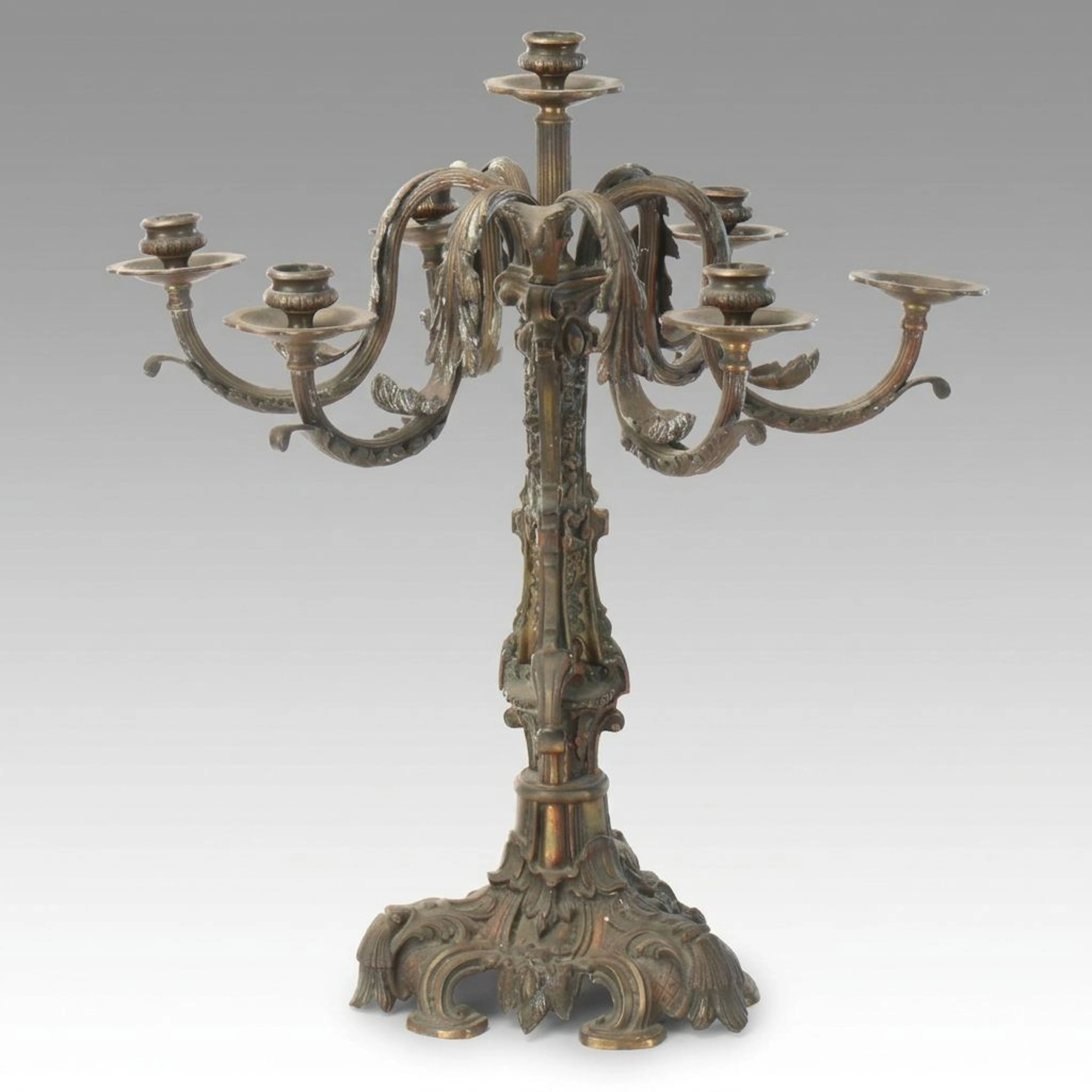 Rococo Style Ornate Bronzed Candelabra, Late 19th/Early 20th Century