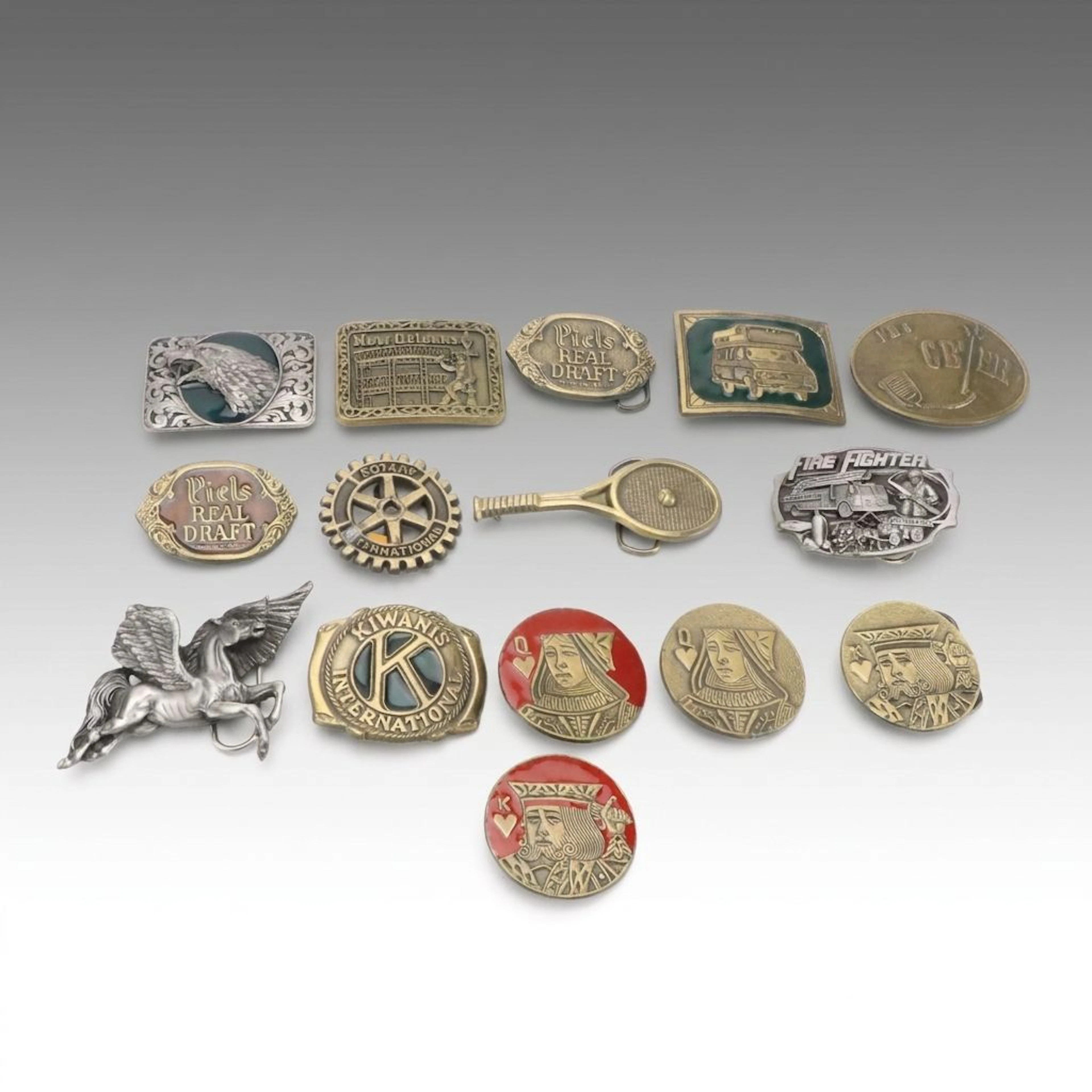 Bergamot Brass Works and Other Metal and Enamel Belt Buckles