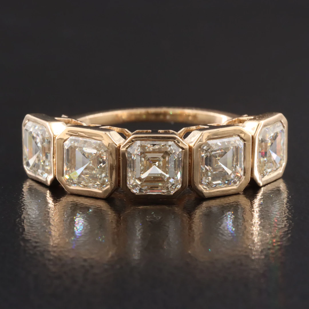 14K 4.50 CTW Diamond Five Stone Ring with GIA Reports