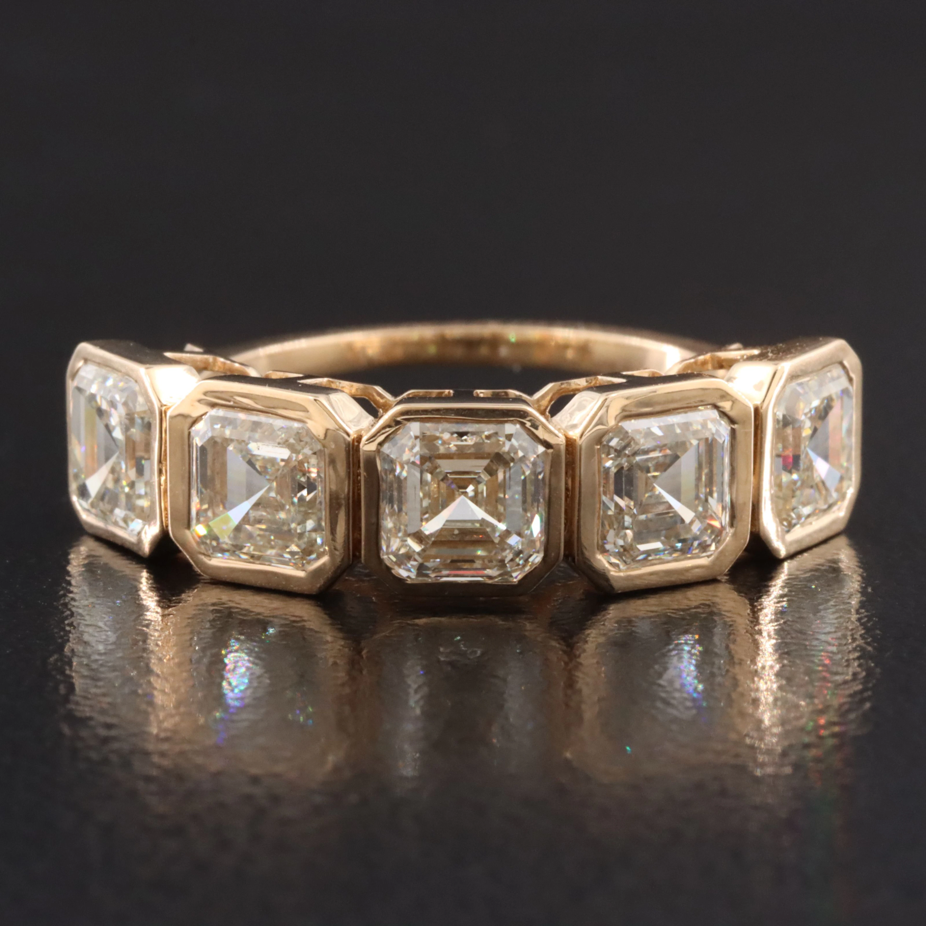 14K 4.50 CTW Diamond Five Stone Ring with GIA Reports
