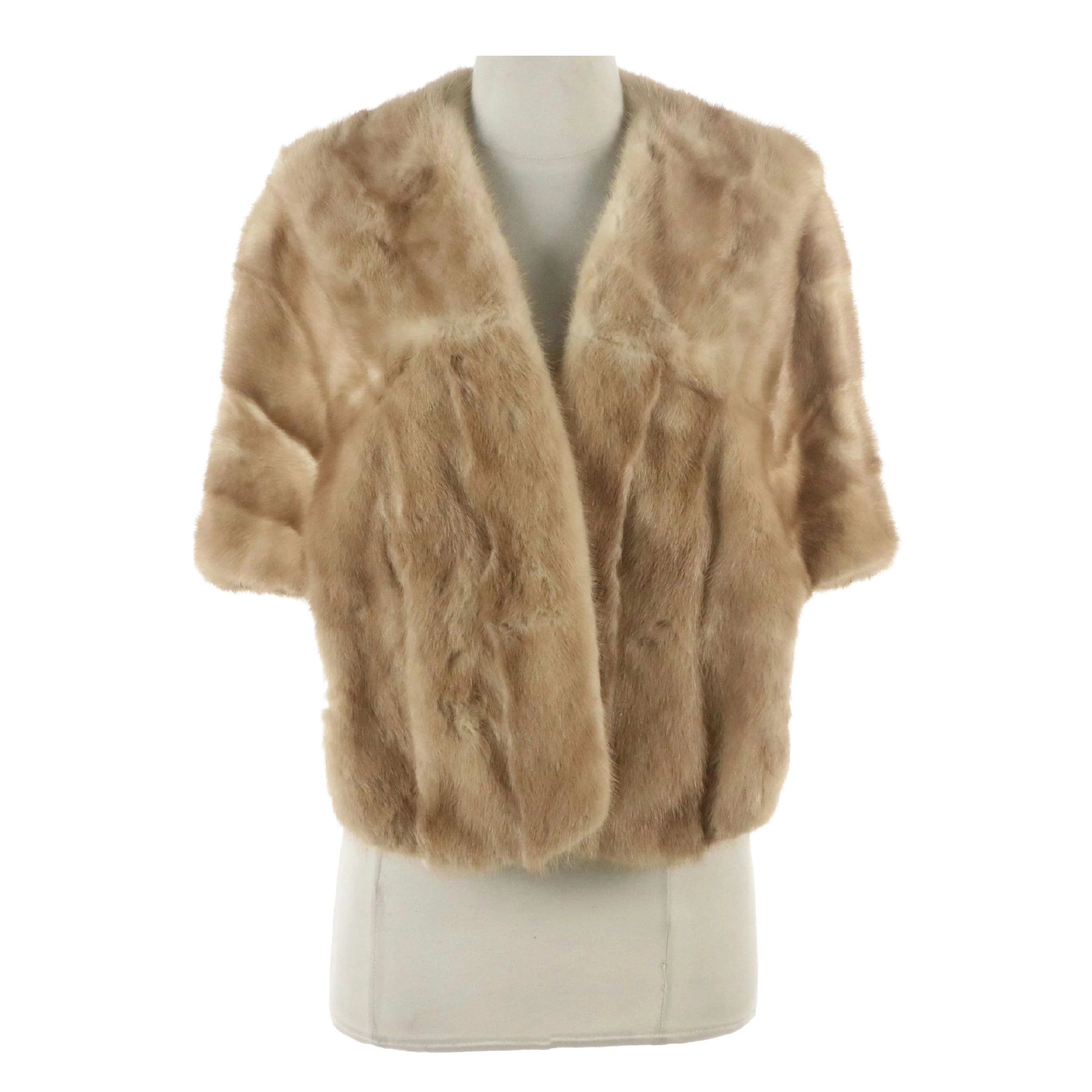 Blond Mink Fur Collared Stole