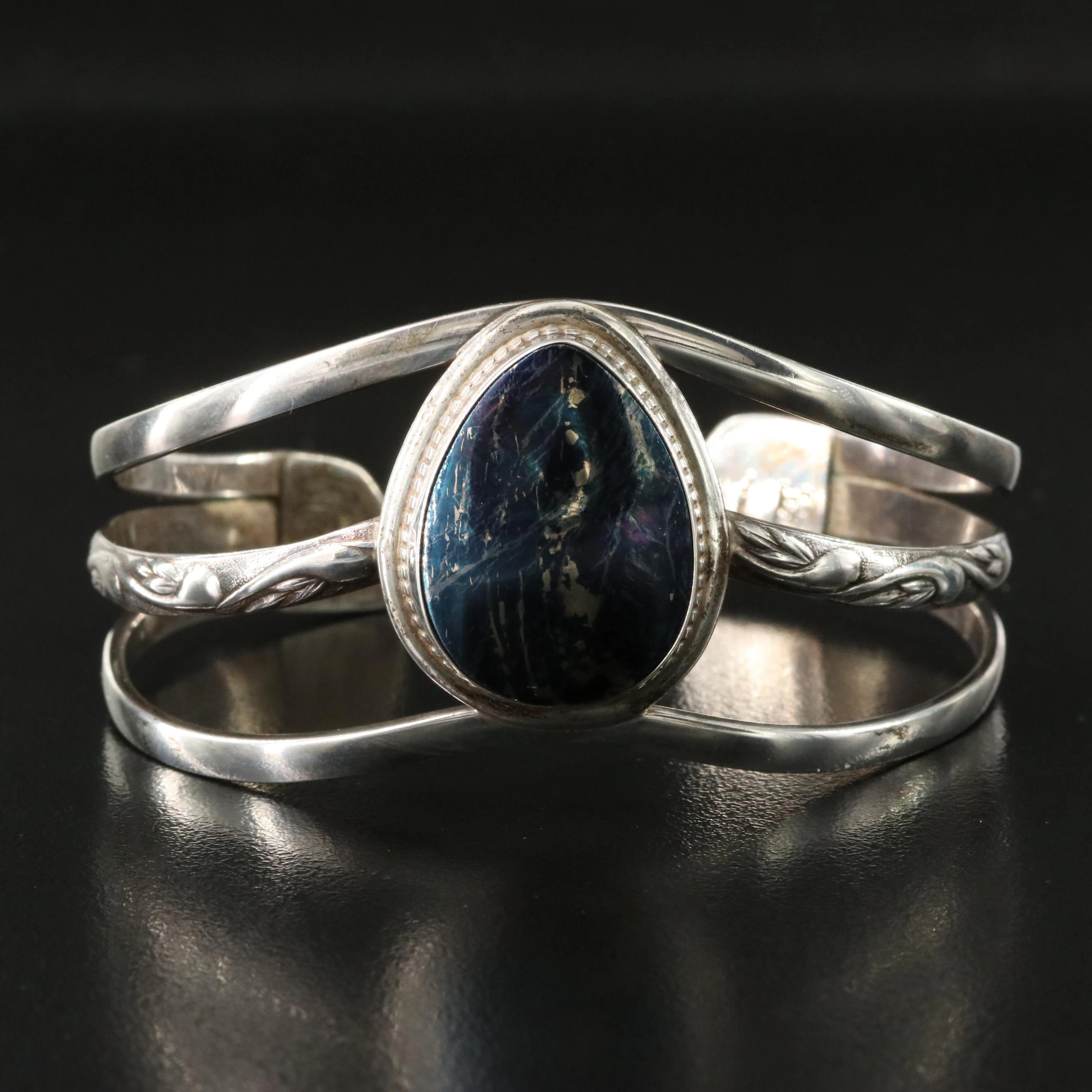 Sterling Pyrite Cuff Bracelet