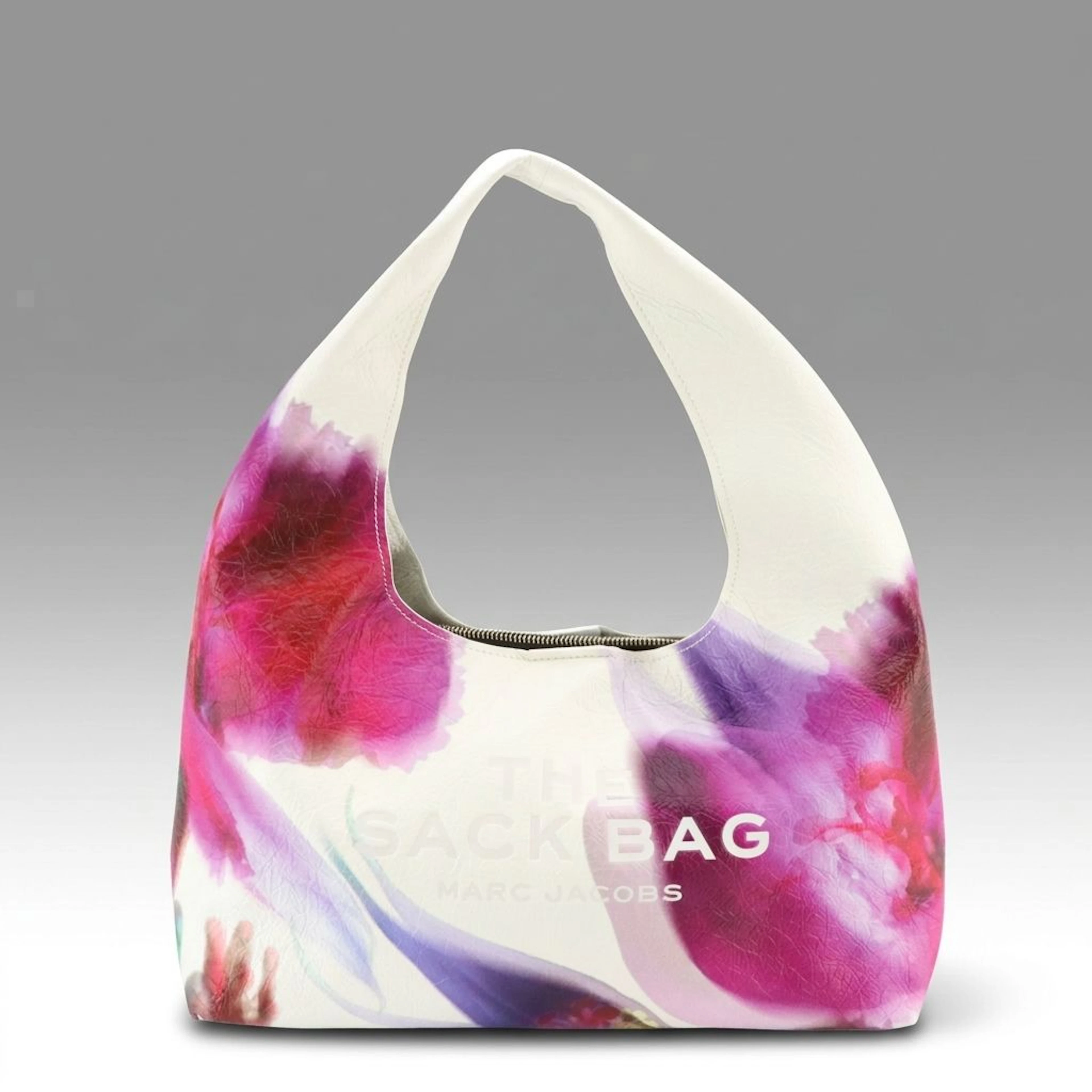 Marc Jacobs The Sack Bag in The Future Floral White Crinkled Calfskin Leather